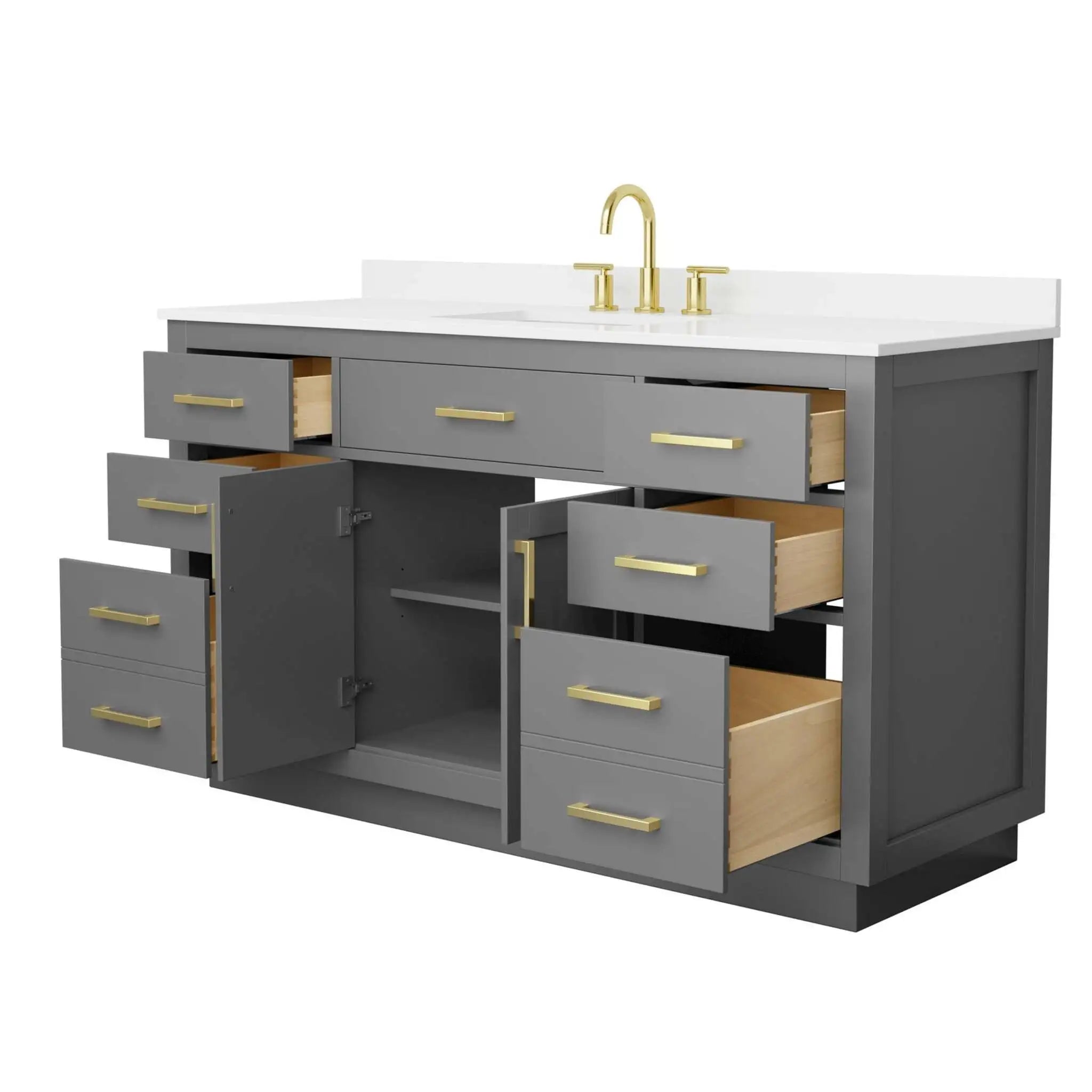 60" Beckett TK Beckett Single Bathroom Vanity with Toe Kick in Dark Gray with Brushed Gold Trim by Wyndham