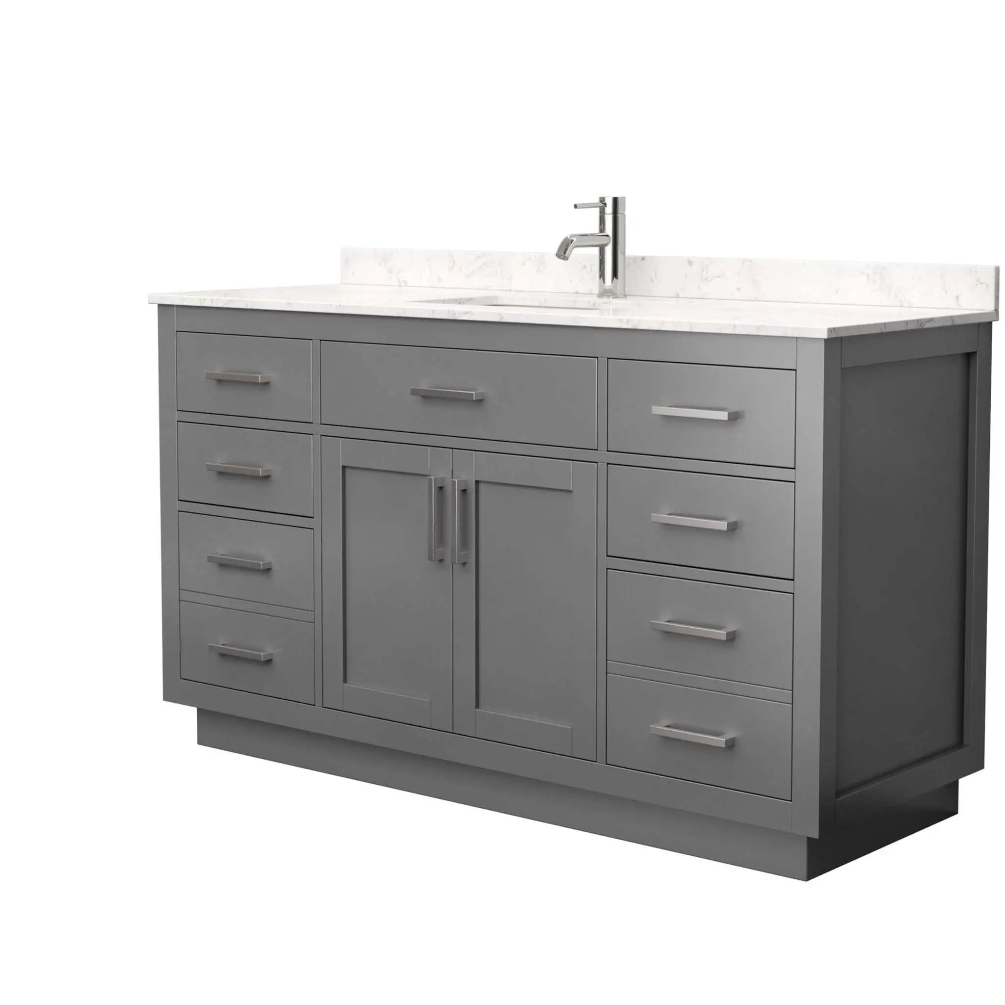 60" Beckett TK Beckett Single Bathroom Vanity with Toe Kick in Dark Gray with Brushed Nickel Trim by Wyndham