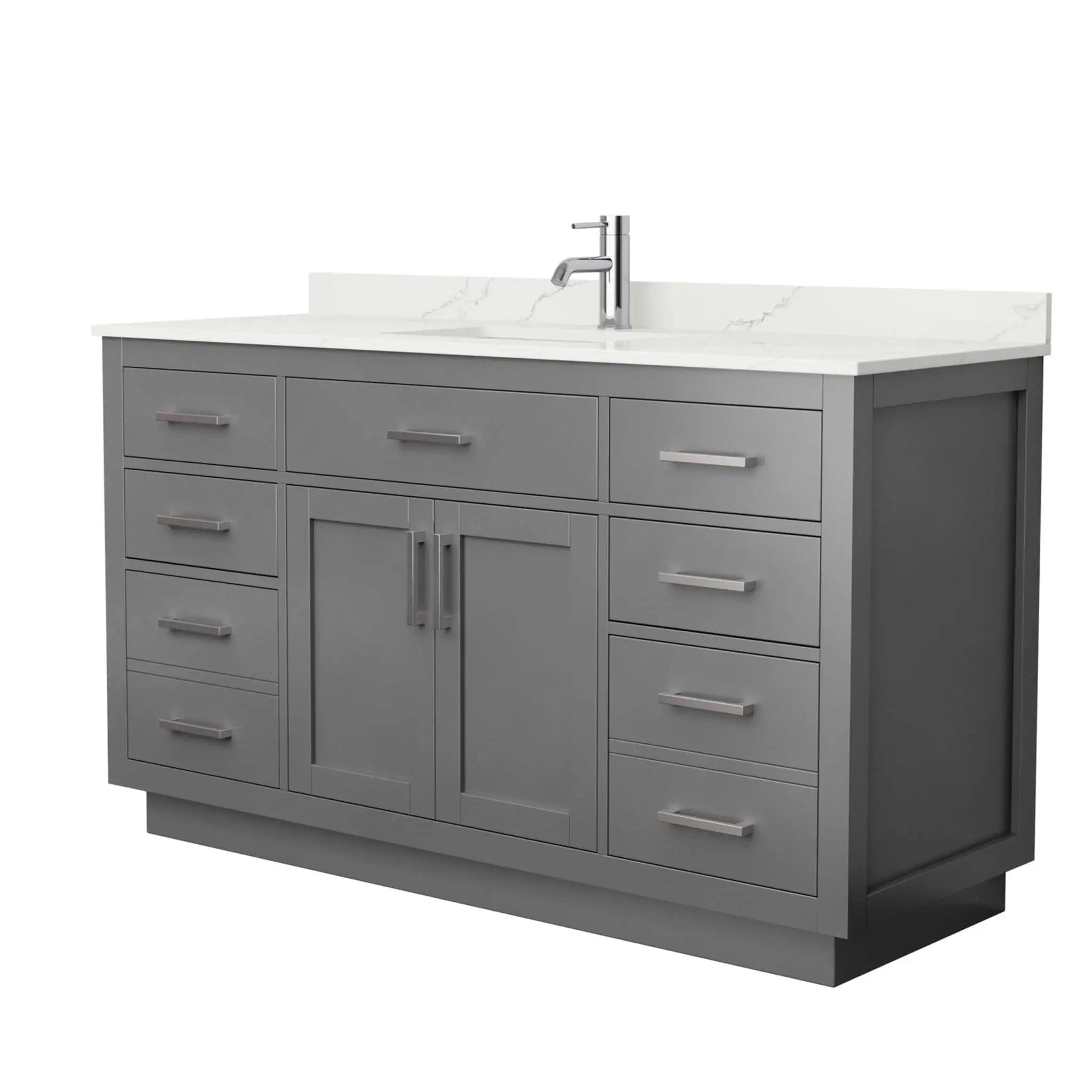 60" Beckett TK Beckett Single Bathroom Vanity with Toe Kick in Dark Gray with Brushed Nickel Trim by Wyndham