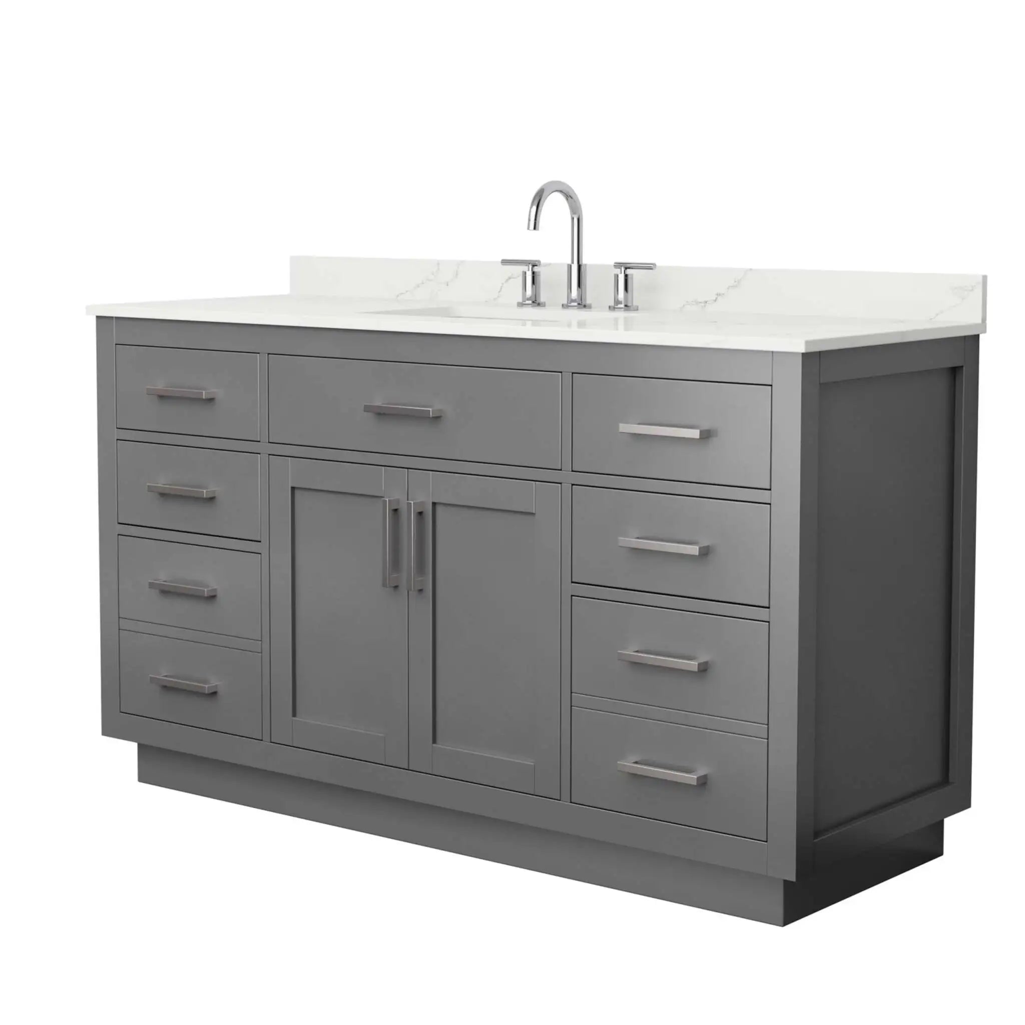 60" Beckett TK Beckett Single Bathroom Vanity with Toe Kick in Dark Gray with Brushed Nickel Trim by Wyndham