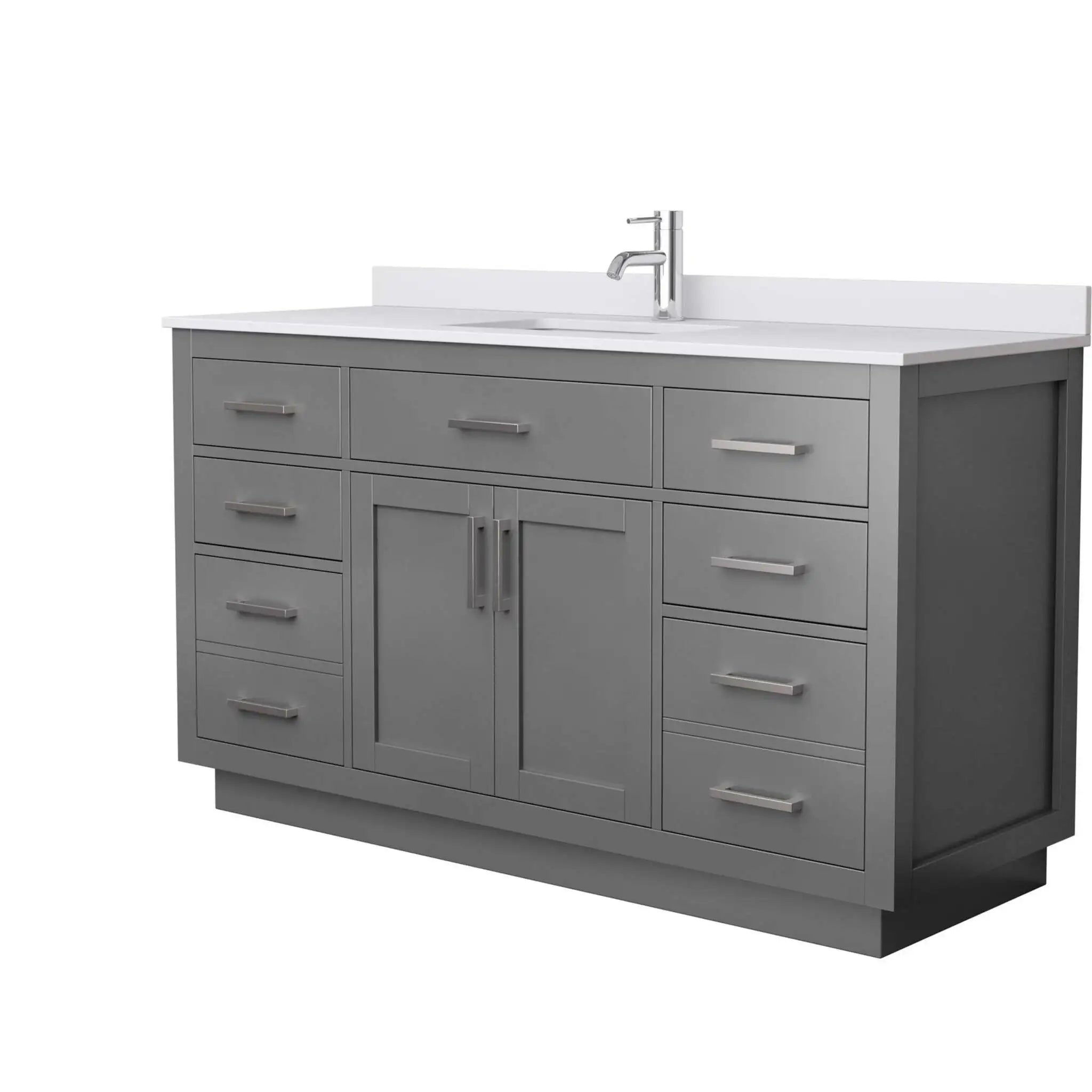 60" Beckett TK Beckett Single Bathroom Vanity with Toe Kick in Dark Gray with Brushed Nickel Trim by Wyndham