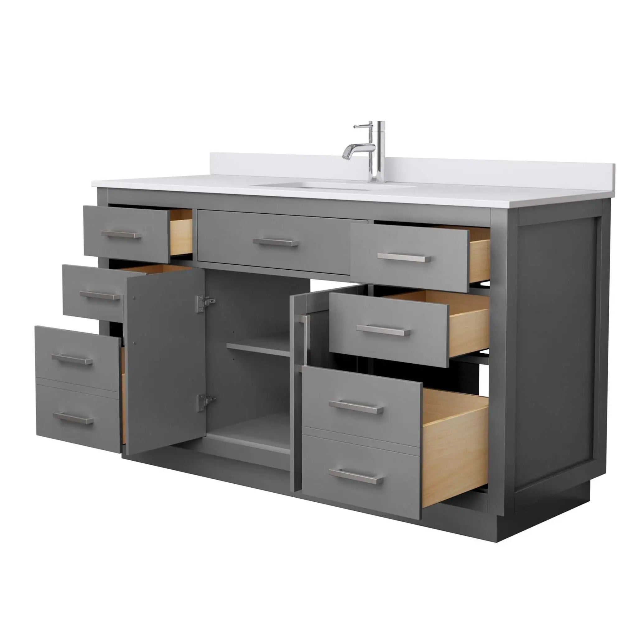 60" Beckett TK Beckett Single Bathroom Vanity with Toe Kick in Dark Gray with Brushed Nickel Trim by Wyndham