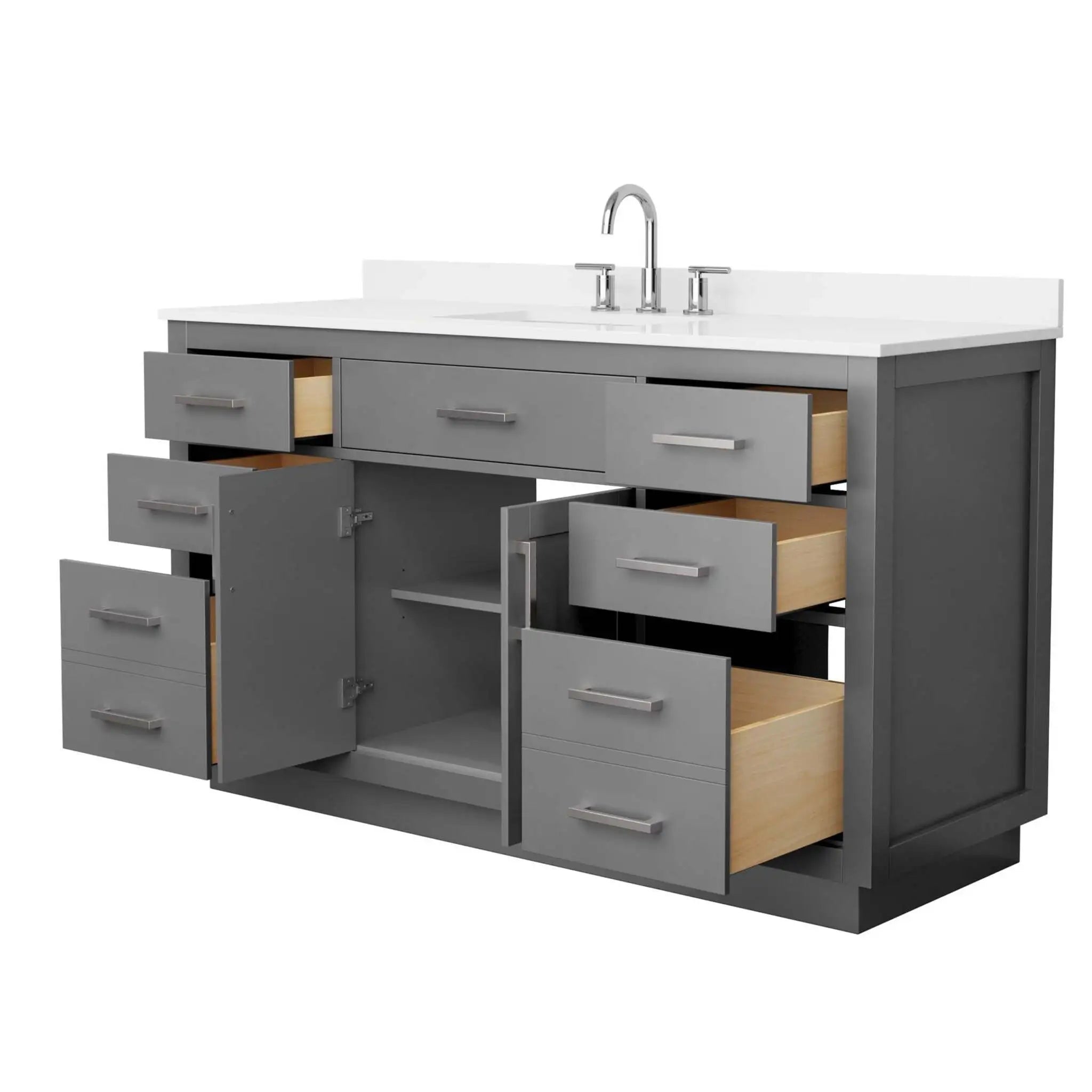 60" Beckett TK Beckett Single Bathroom Vanity with Toe Kick in Dark Gray with Brushed Nickel Trim by Wyndham