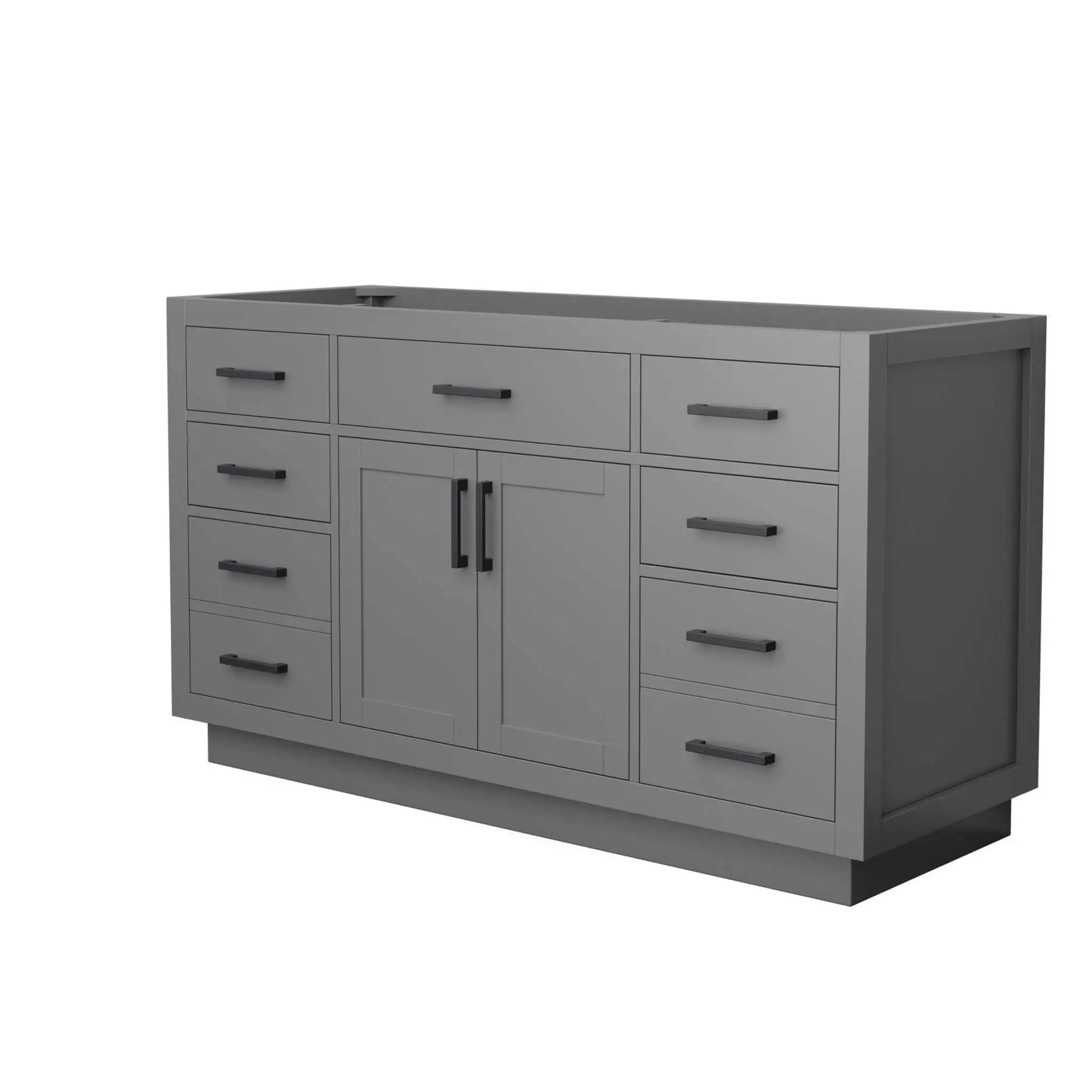 60" Beckett TK Beckett Single Bathroom Vanity with Toe Kick in Dark Gray with Matte Black Trim by Wyndham