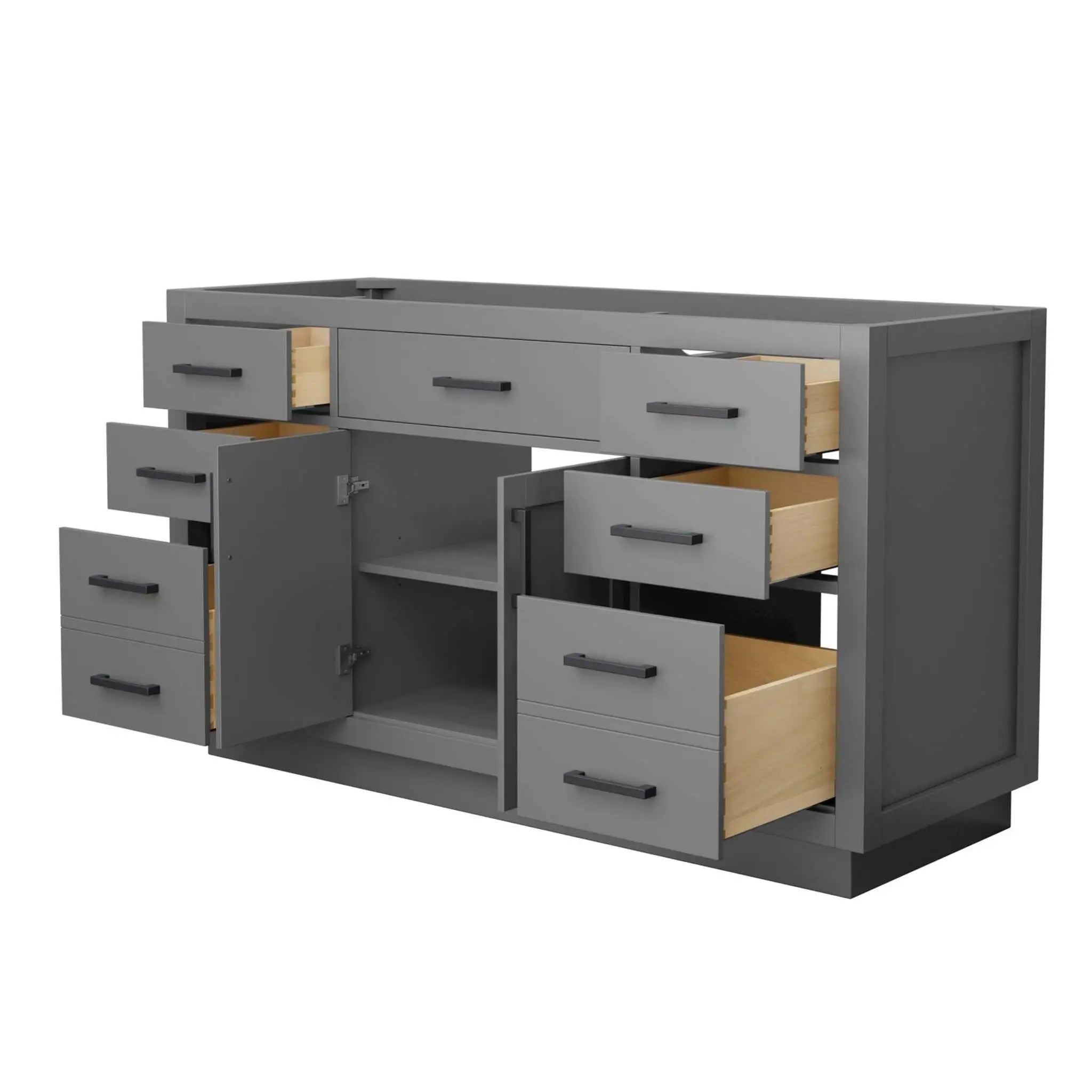 60" Beckett TK Beckett Single Bathroom Vanity with Toe Kick in Dark Gray with Matte Black Trim by Wyndham