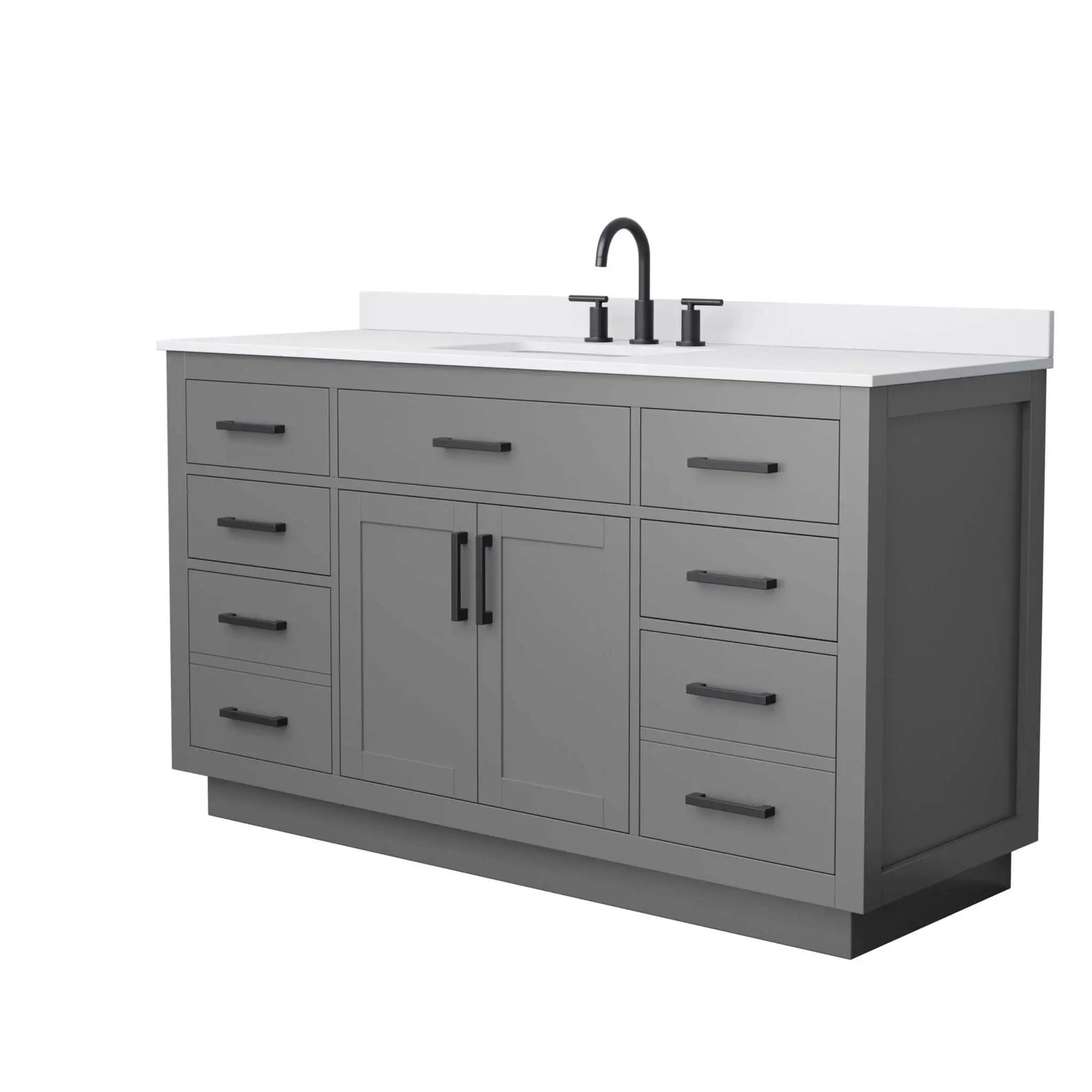 60" Beckett TK Beckett Single Bathroom Vanity with Toe Kick in Dark Gray with Matte Black Trim by Wyndham