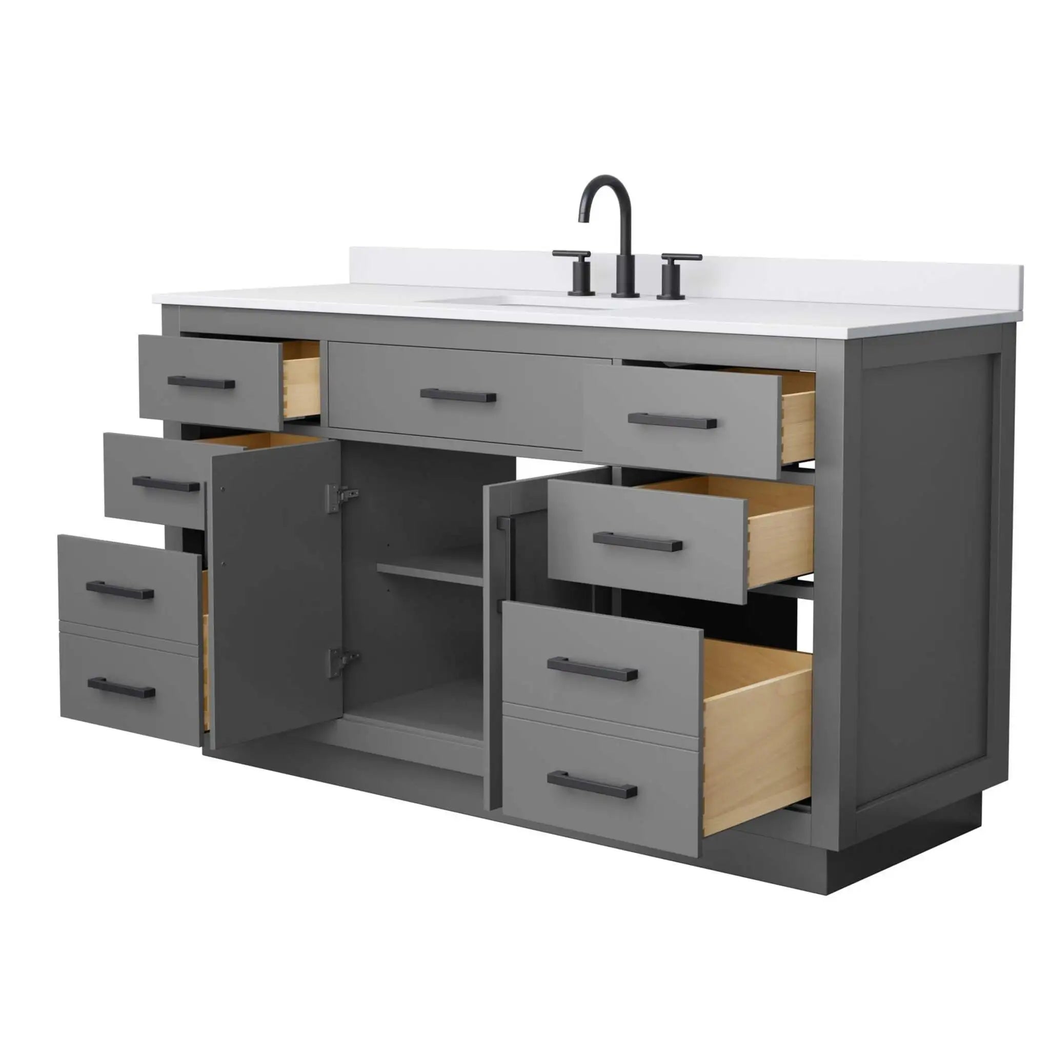 60" Beckett TK Beckett Single Bathroom Vanity with Toe Kick in Dark Gray with Matte Black Trim by Wyndham