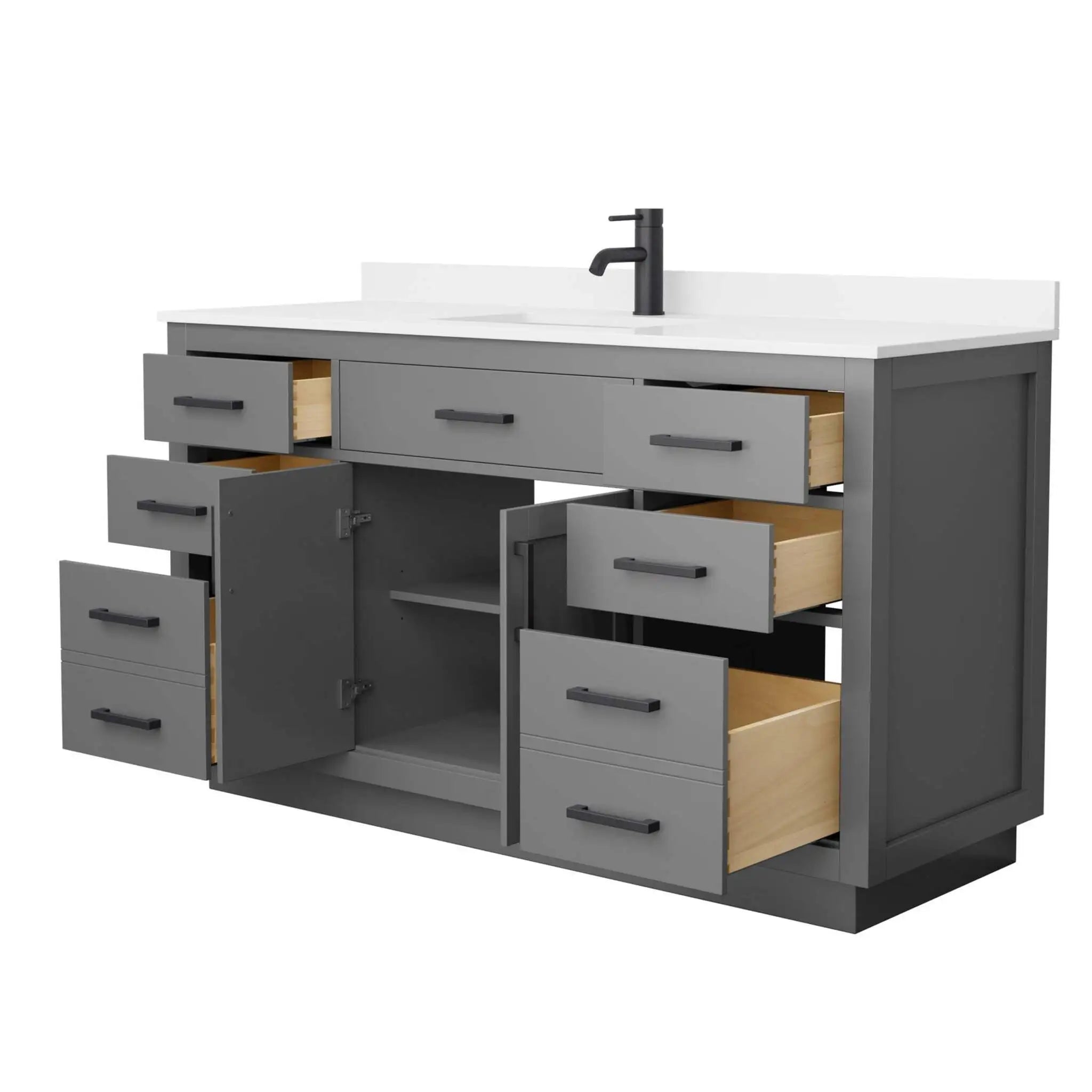 60" Beckett TK Beckett Single Bathroom Vanity with Toe Kick in Dark Gray with Matte Black Trim by Wyndham