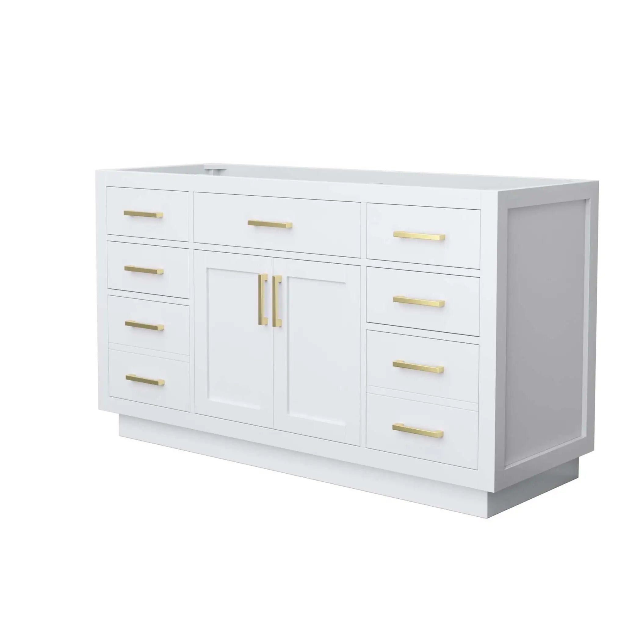60" Beckett TK Beckett Single Bathroom Vanity with Toe Kick in White with Brushed Gold Trim by Wyndham