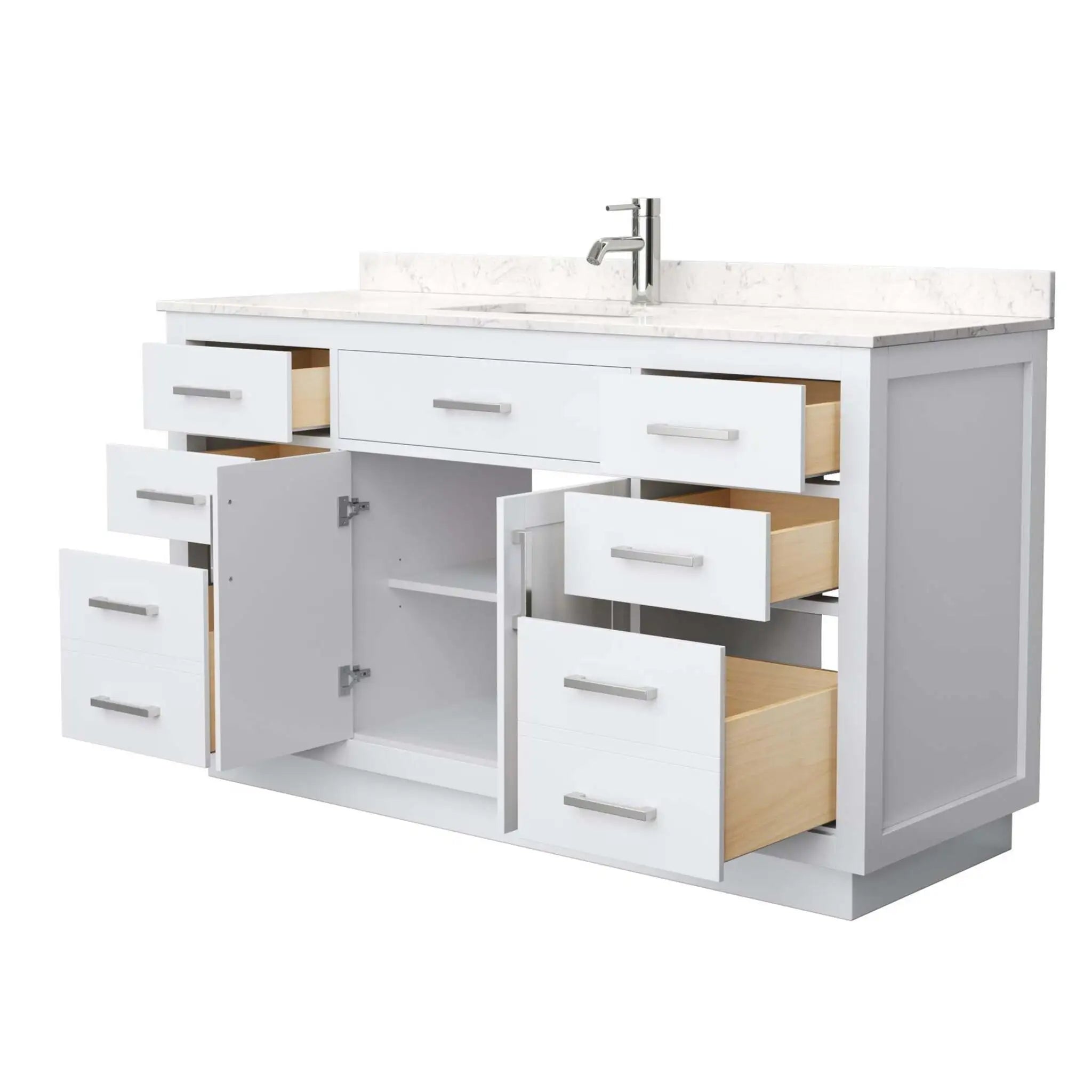 60" Beckett TK Beckett Single Bathroom Vanity with Toe Kick in White with Brushed Nickel Trim by Wyndham