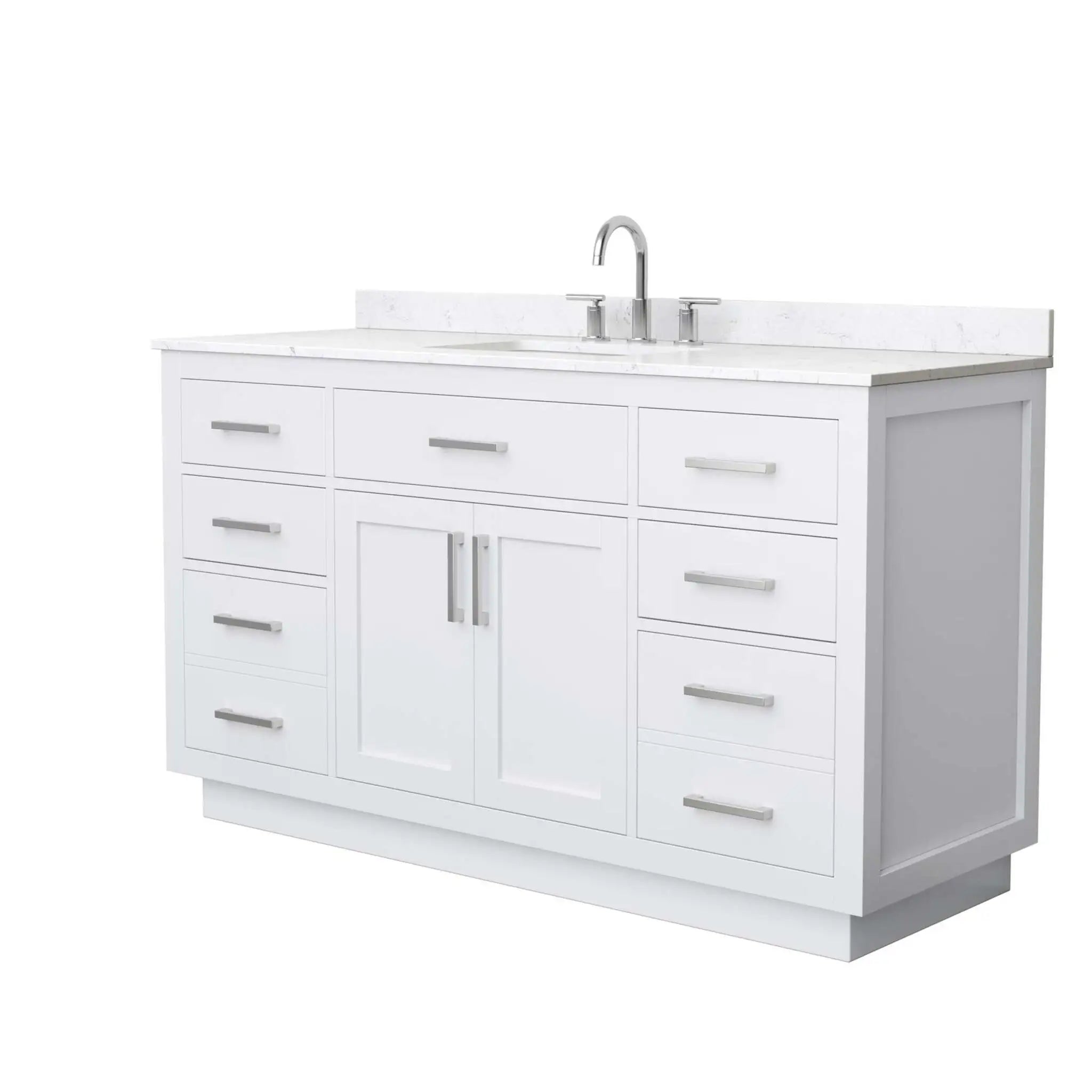 60" Beckett TK Beckett Single Bathroom Vanity with Toe Kick in White with Brushed Nickel Trim by Wyndham