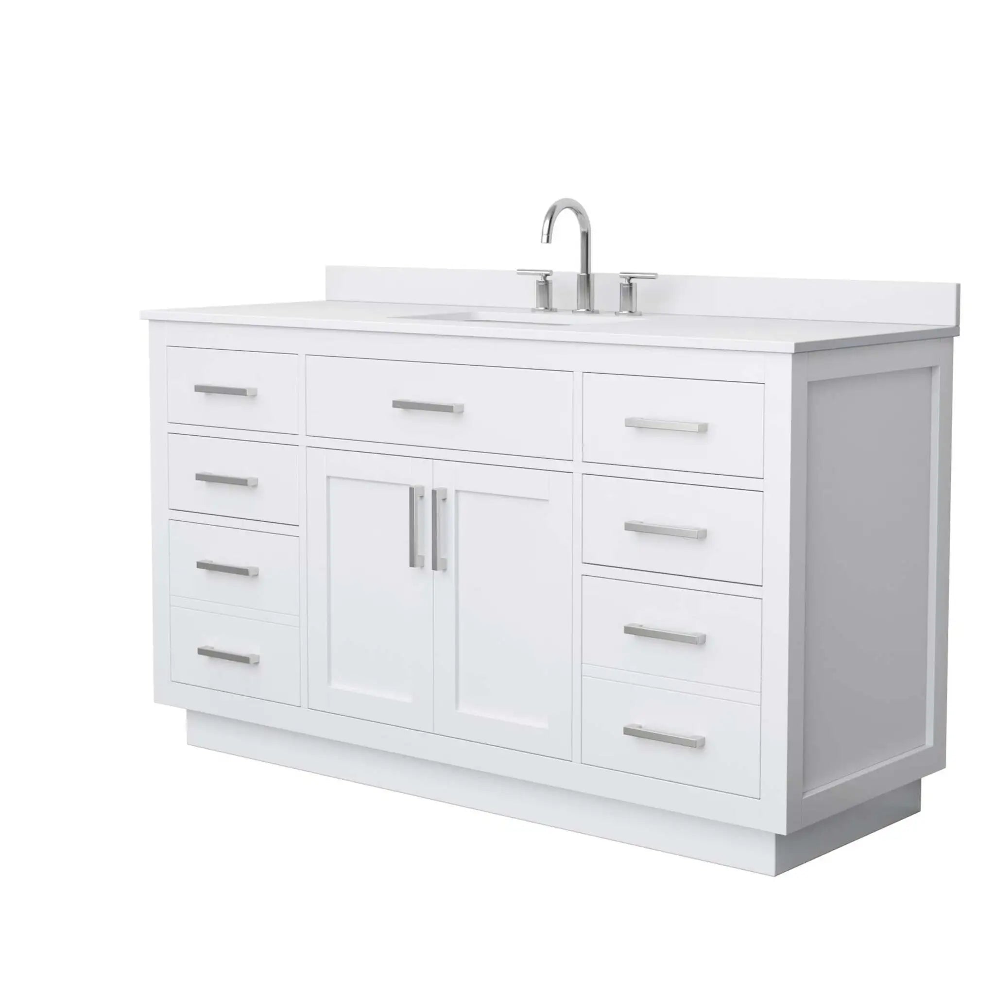 60" Beckett TK Beckett Single Bathroom Vanity with Toe Kick in White with Brushed Nickel Trim by Wyndham