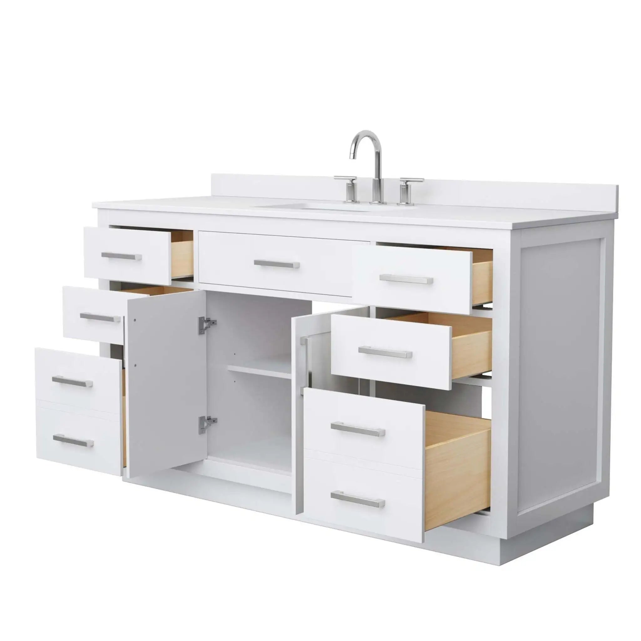 60" Beckett TK Beckett Single Bathroom Vanity with Toe Kick in White with Brushed Nickel Trim by Wyndham