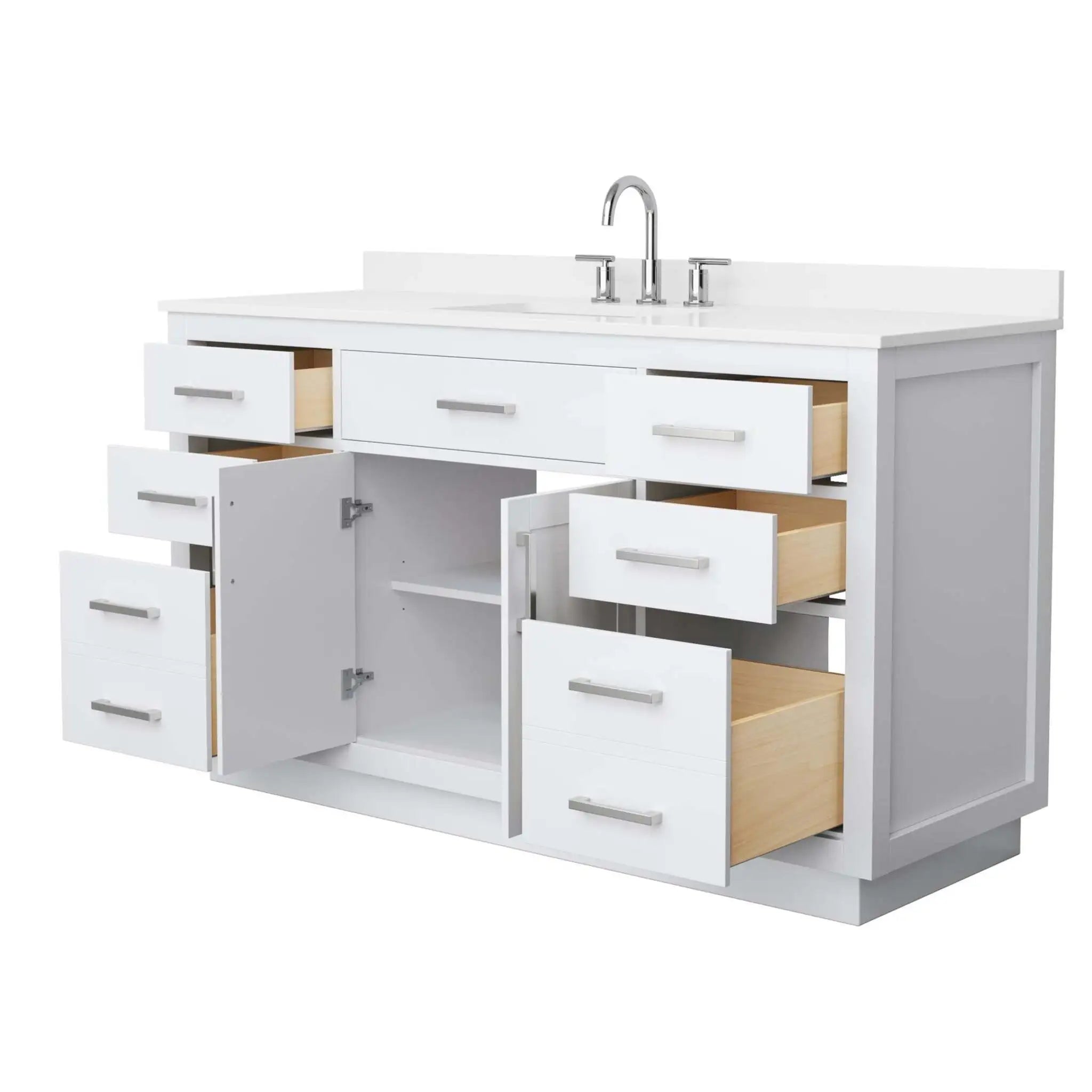 60" Beckett TK Beckett Single Bathroom Vanity with Toe Kick in White with Brushed Nickel Trim by Wyndham