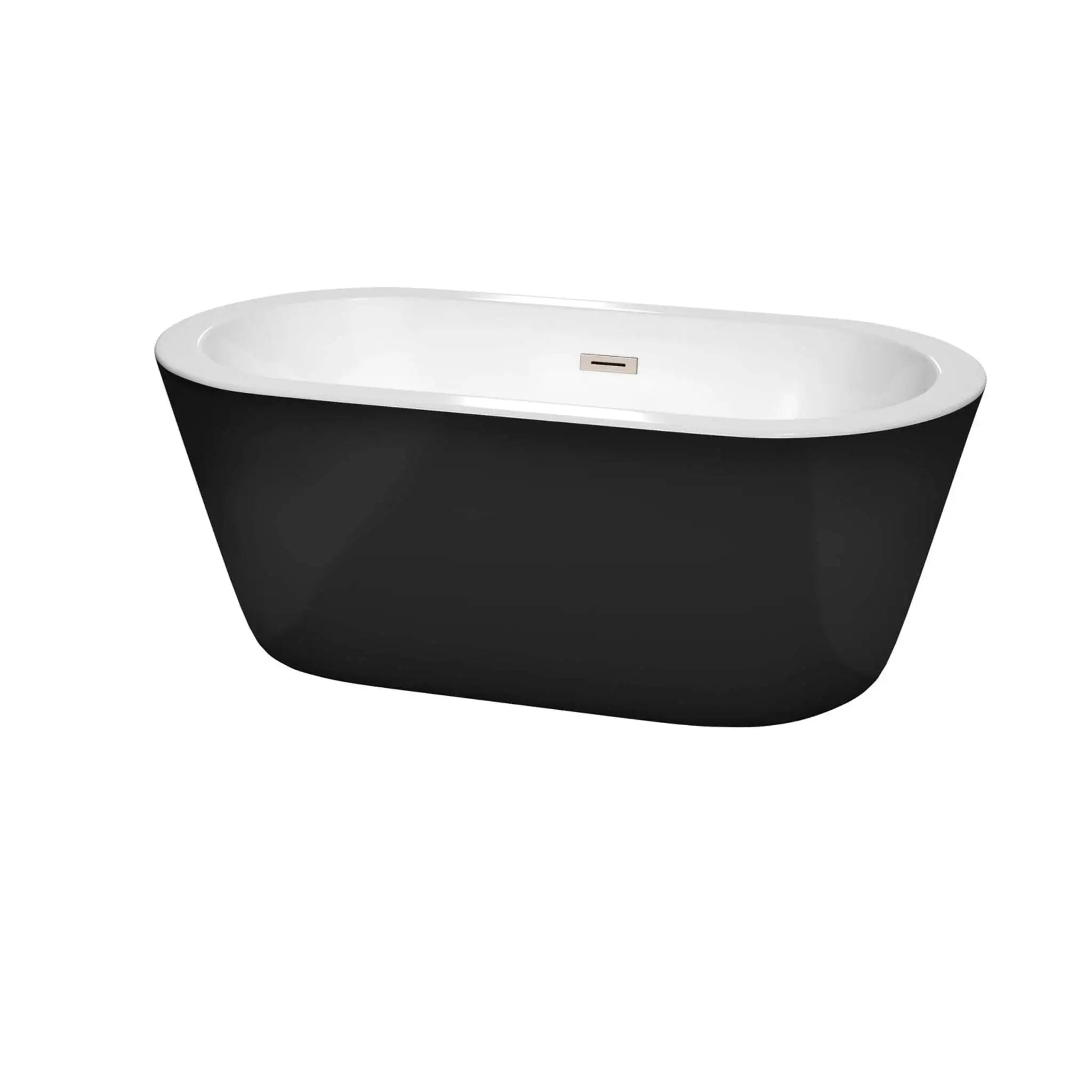 60" Black Freestanding Bathtub, Brushed Nickel Trim - Mermaid by Wyndham (WCOBT100360BKBNTRIM) image