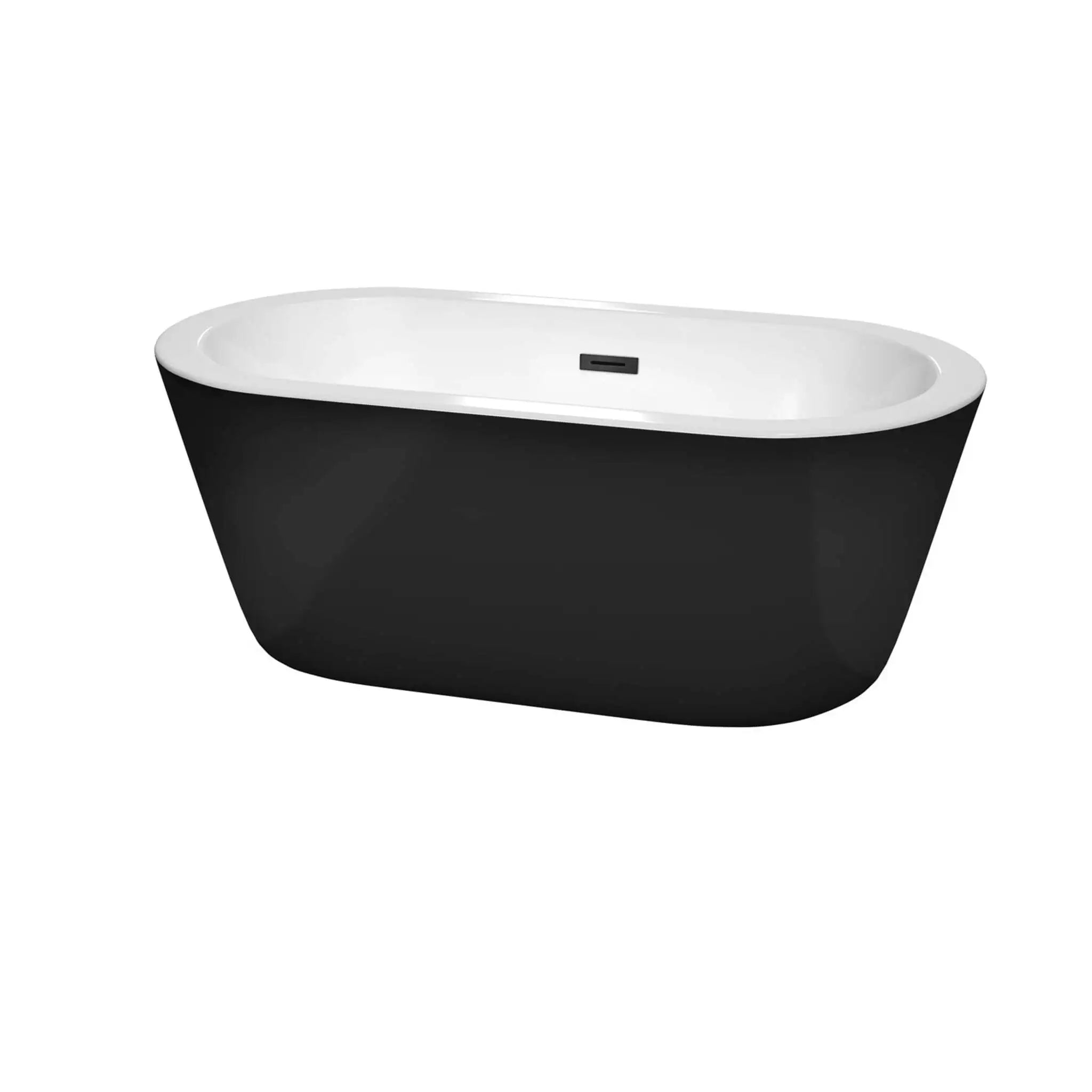 60" Black Freestanding Bathtub, Matte Black Trim - Mermaid by Wyndham (WCOBT100360BKMBTRIM) image