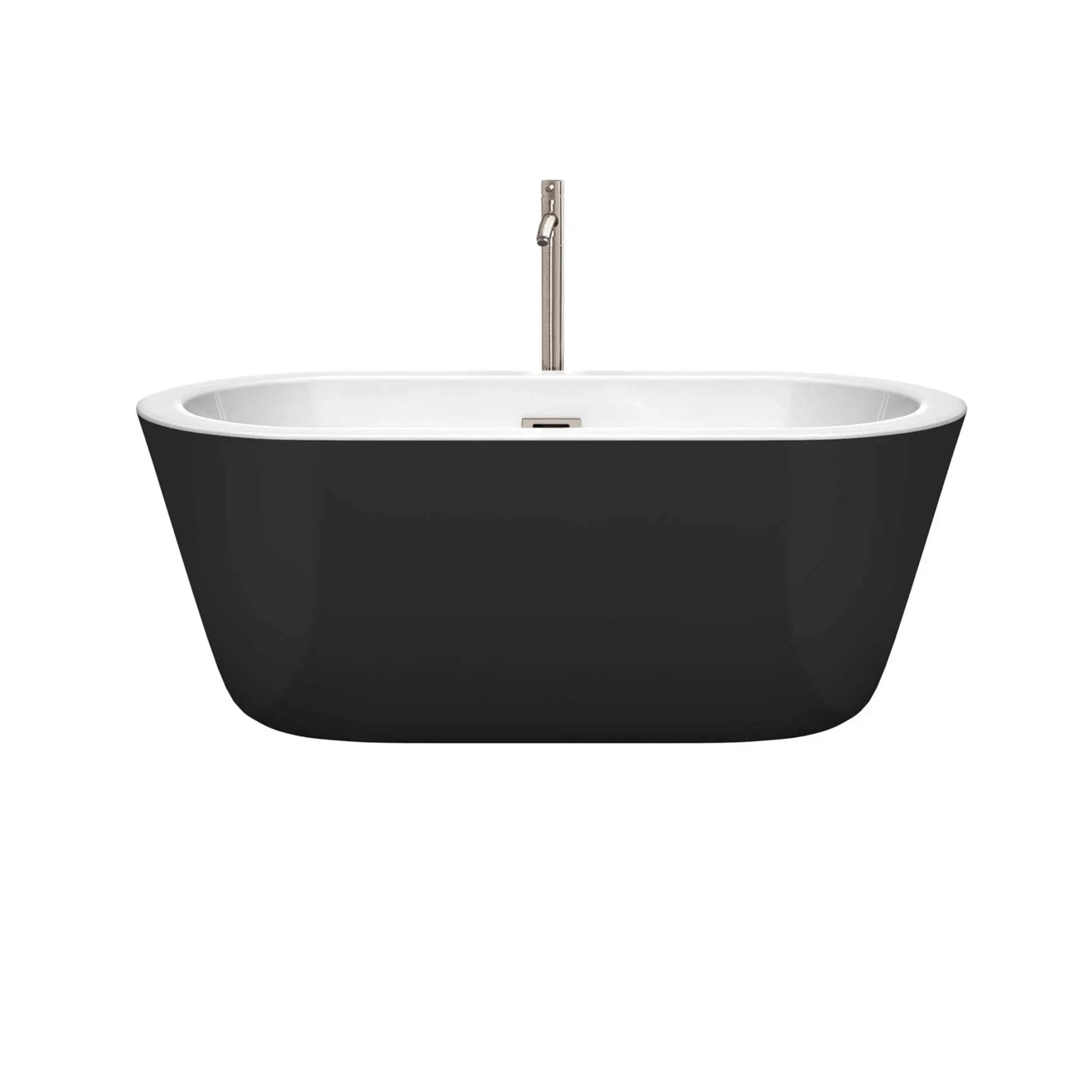 60" Black Freestanding Bathtub with Brushed Nickel Faucet - Mermaid by Wyndham (WCOBT100360BKATP11BN) image 1