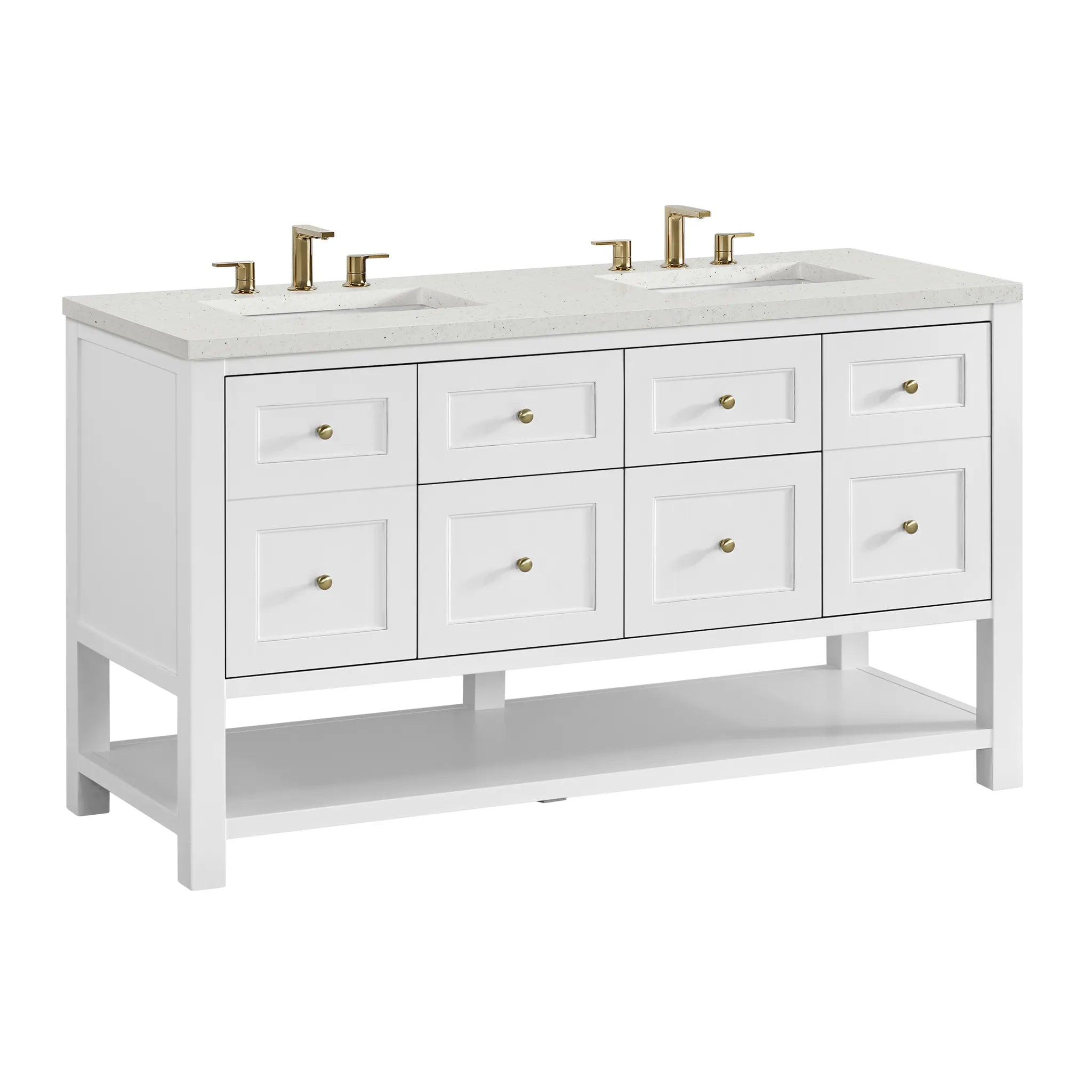 60" Breckenridge Double Vanity in Bright White-Lime Delight Silestone-8" Widespread image 7