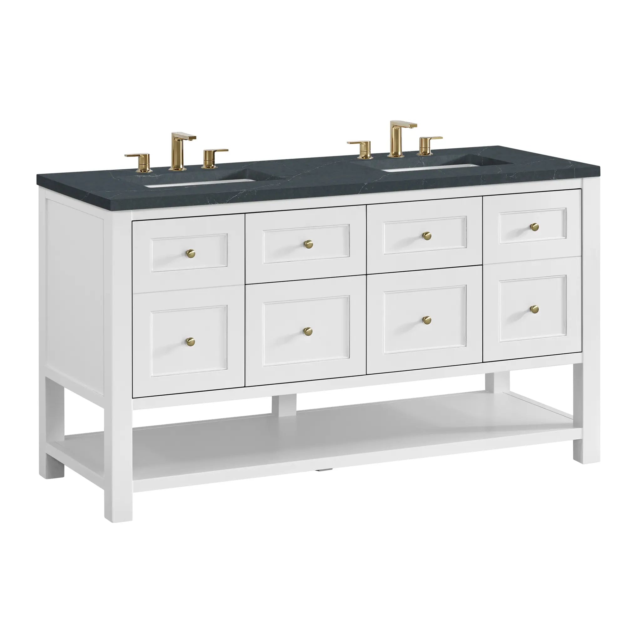 60 Breckenridge Double Vanity In Bright White Standard Charcoal Soapstone Silestone 8 Widespread 10