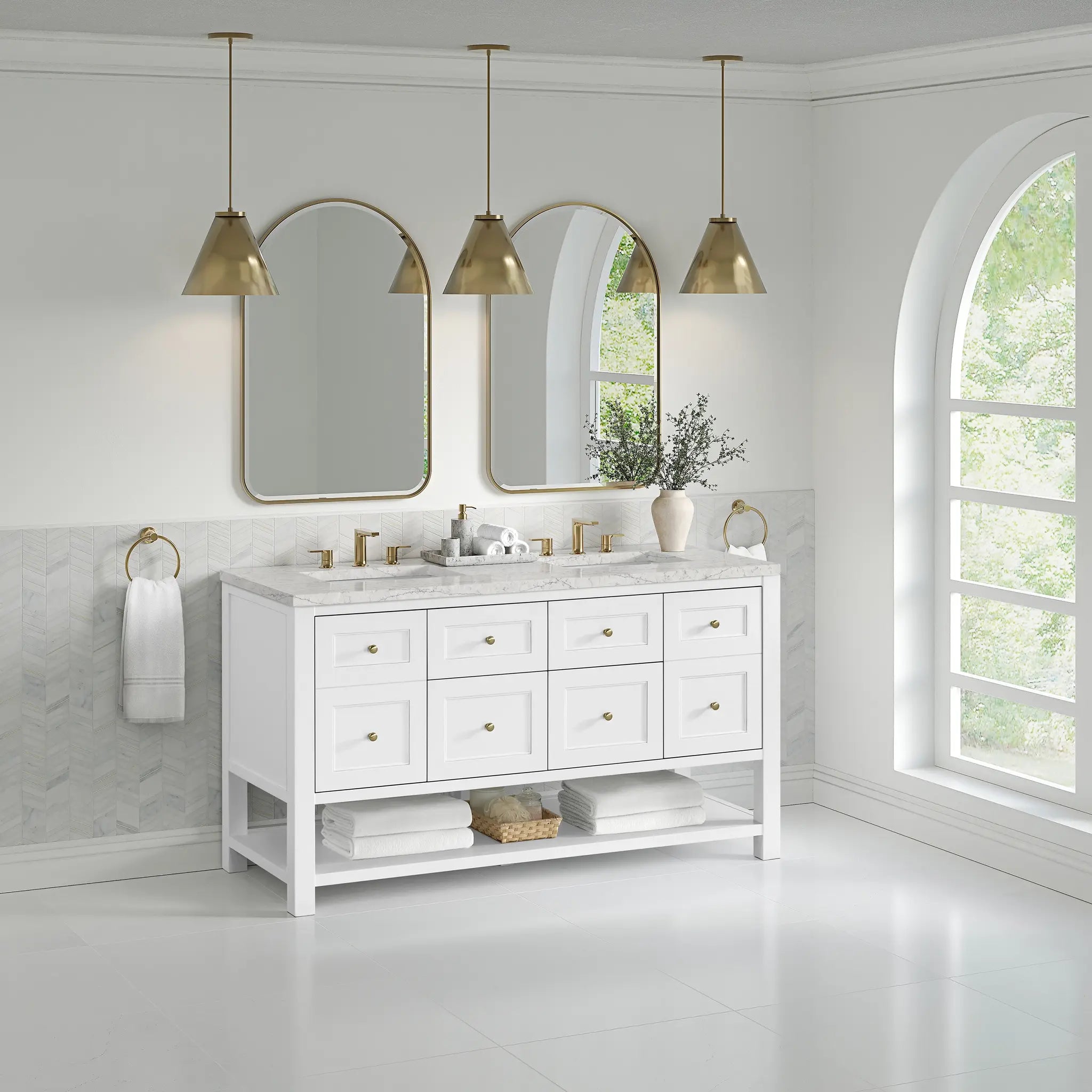60 Breckenridge Double Vanity In Bright White Standard Eternal Jasmine Pearl Silestone 8 Widespread 4