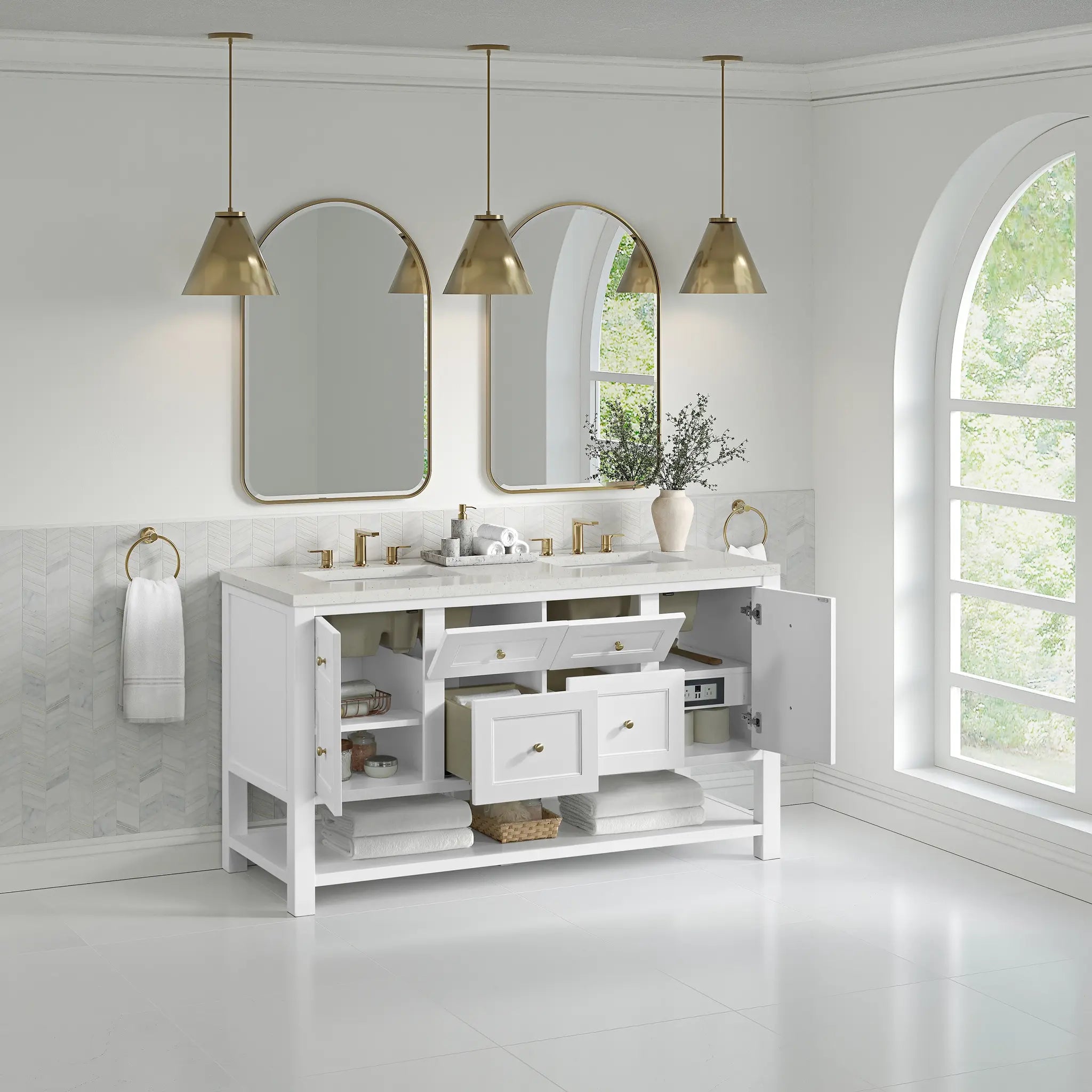 60 Breckenridge Double Vanity In Bright White Standard Lime Delight Silestone 8 Widespread 5