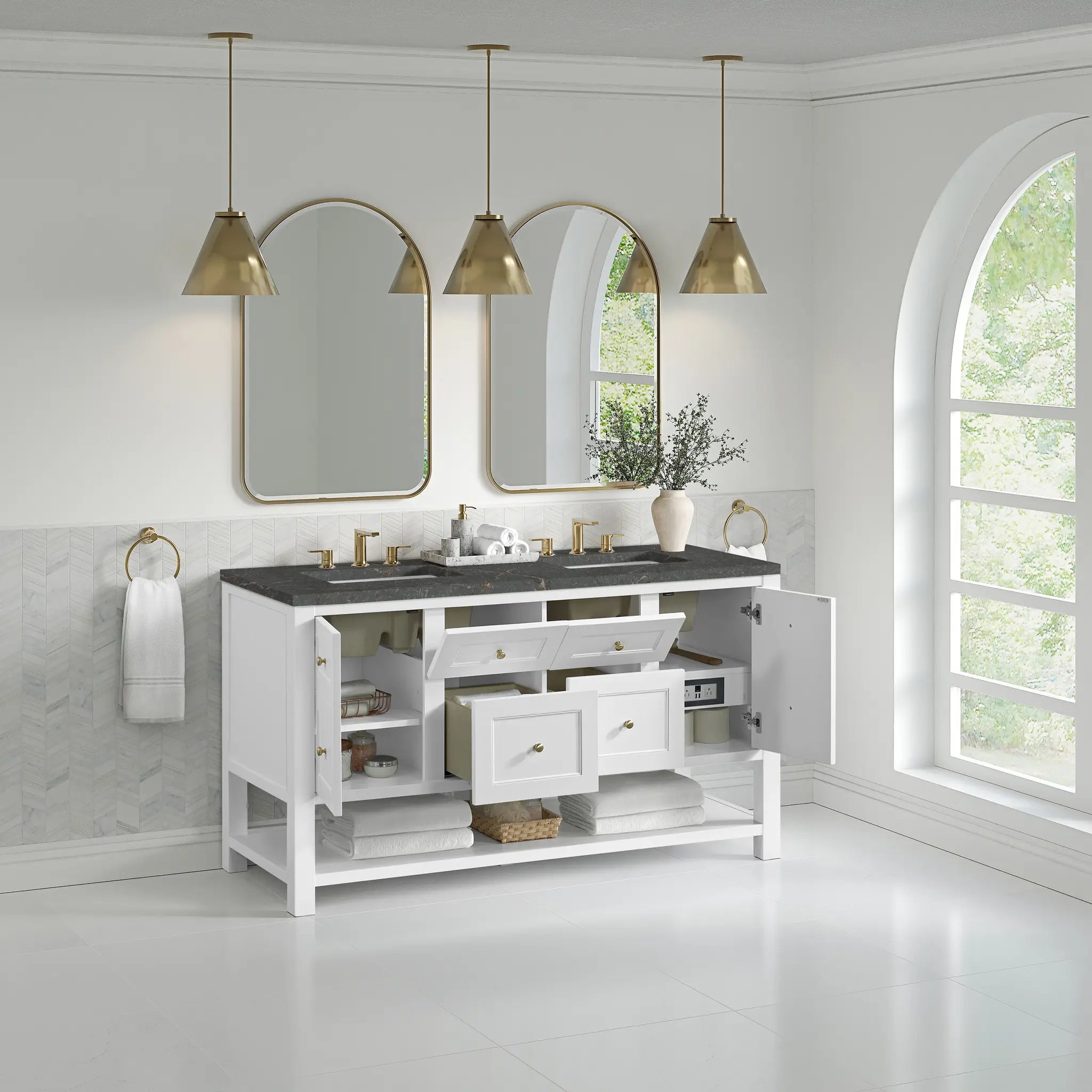 60 Breckenridge Double Vanity In Bright White Standard Parisien Bleu Silestone 8 Widespread 5