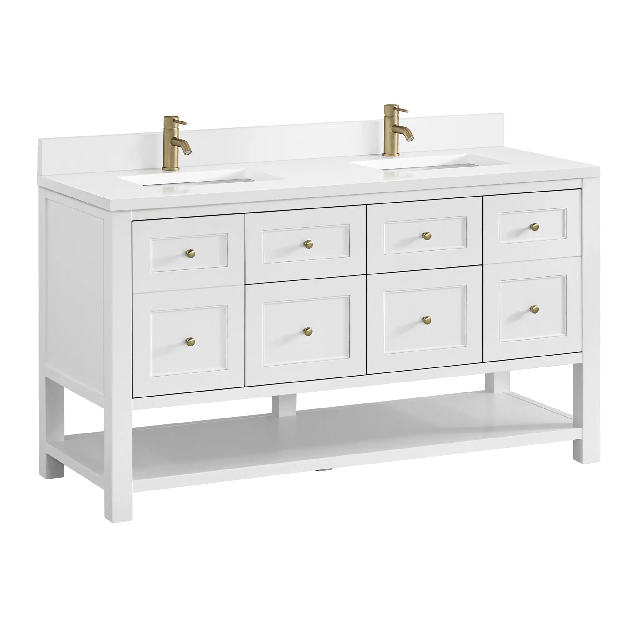 60 Breckenridge Double Vanity In Bright White Standard White Zeus Silestone Backsplash Single Hole 10