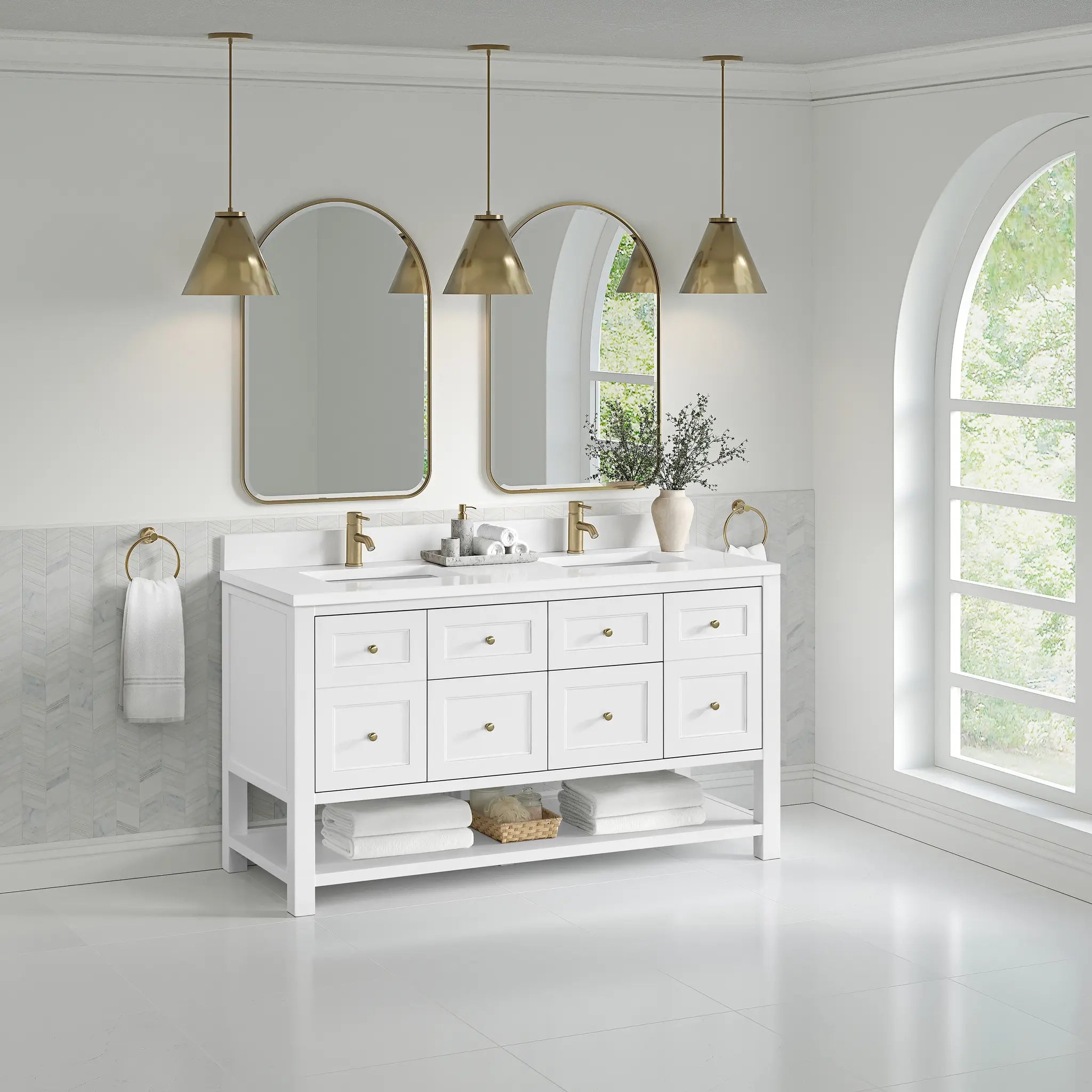 60 Breckenridge Double Vanity In Bright White Standard White Zeus Silestone Backsplash Single Hole 4