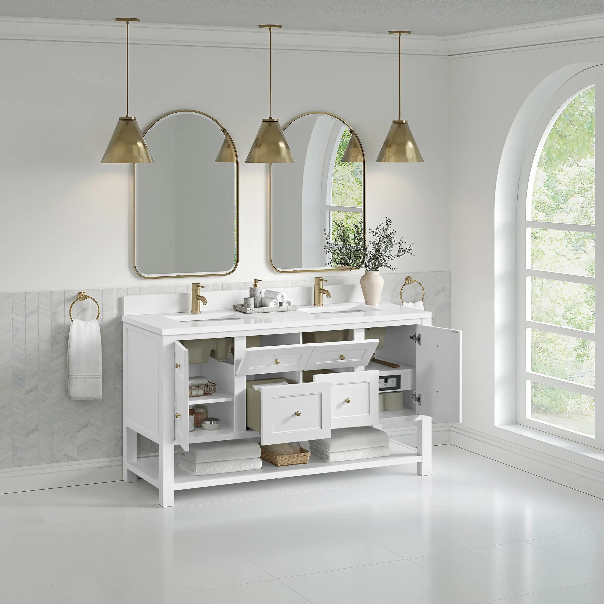 60 Breckenridge Double Vanity In Bright White Standard White Zeus Silestone Backsplash Single Hole 5