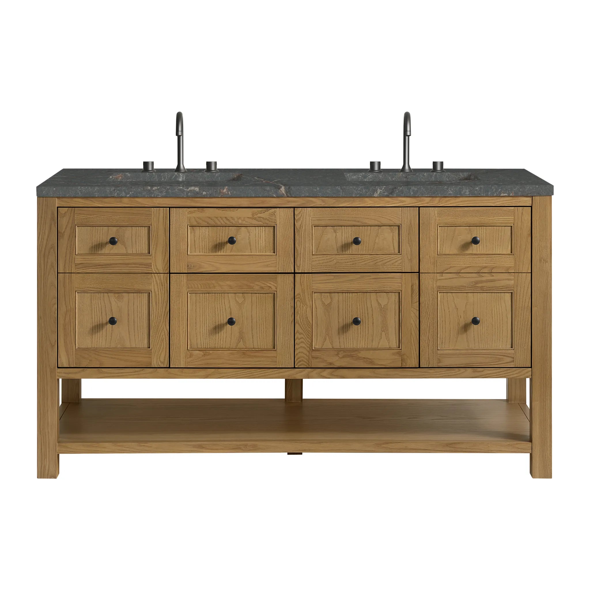 60" Breckenridge Double Vanity in Light Natural Oak-Parisien Bleu Silestone-8" Widespread image