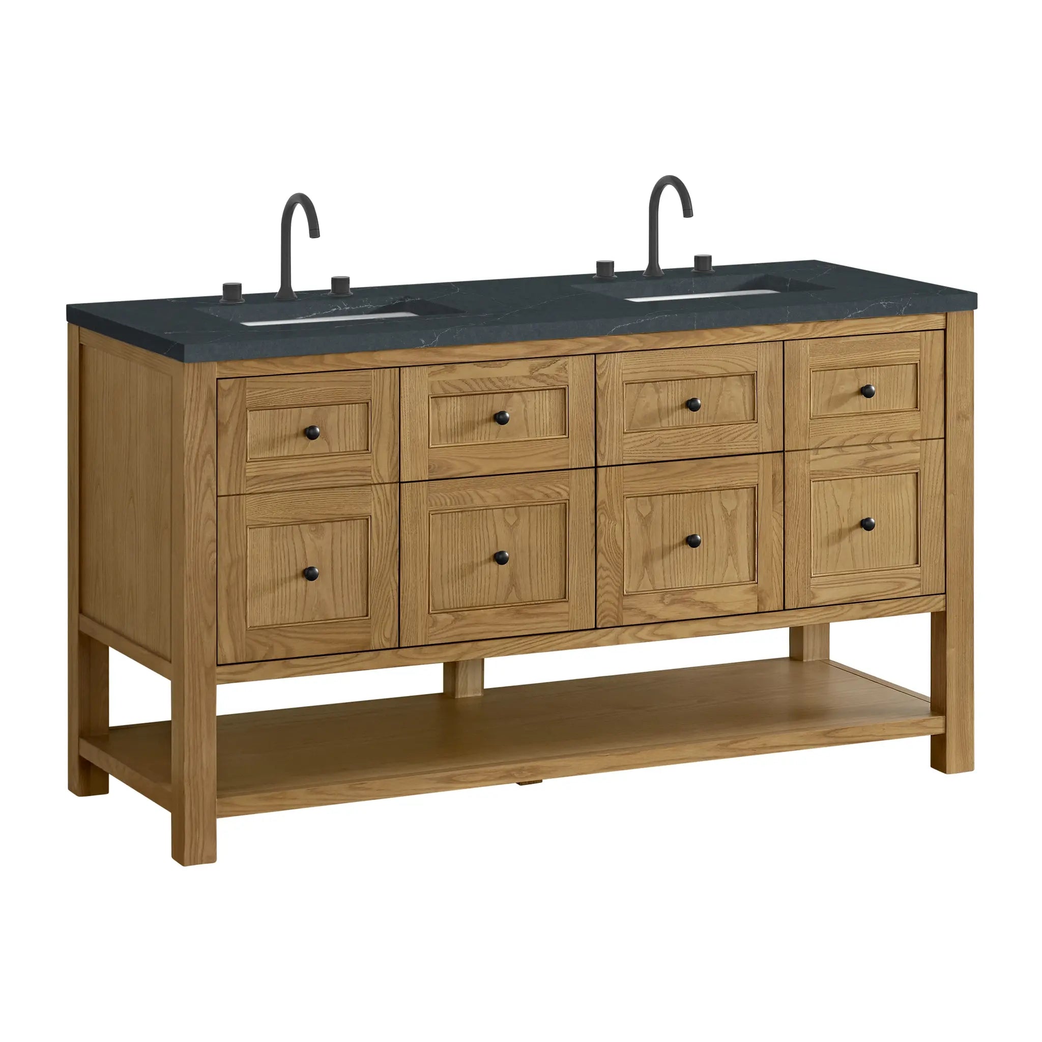 60 Breckenridge Double Vanity In Light Natural Oak Standard Charcoal Soapstone Silestone 8 Widespread 10
