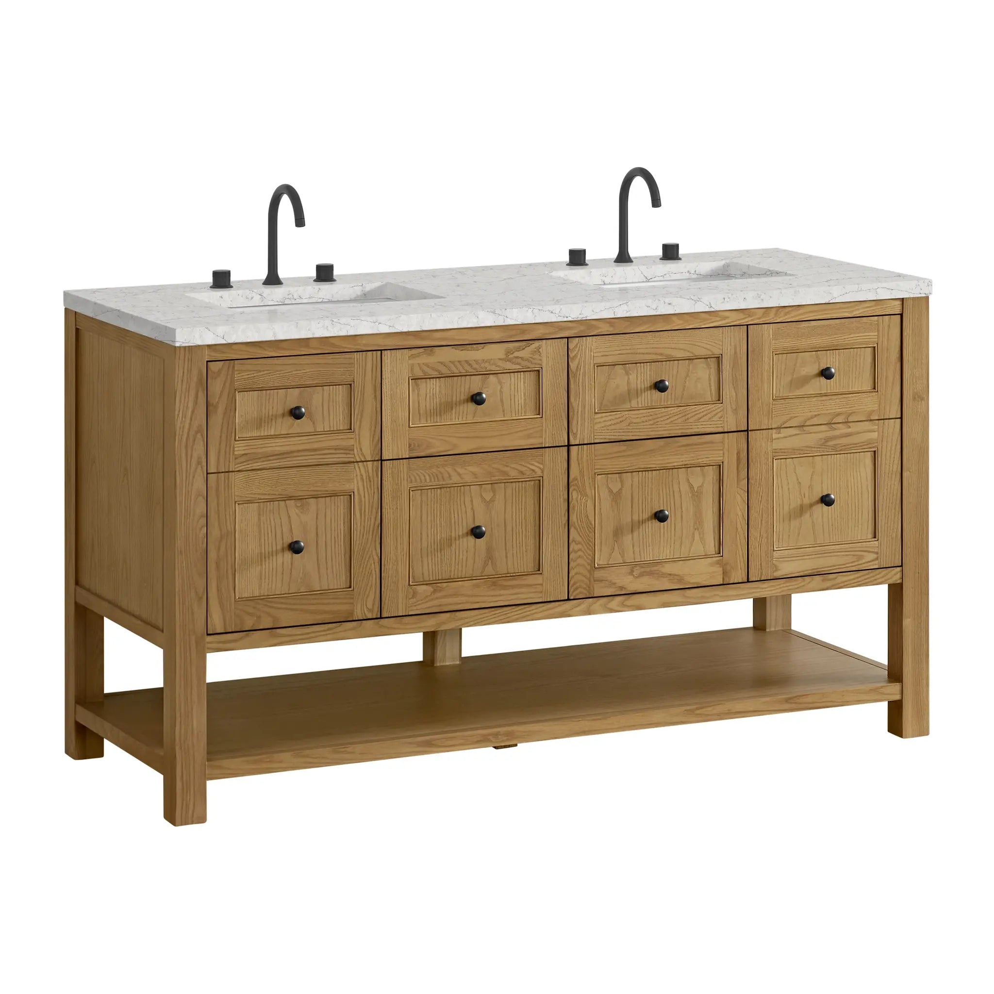 60 Breckenridge Double Vanity In Light Natural Oak Standard Eternal Jasmine Pearl Silestone 8 Widespread 10