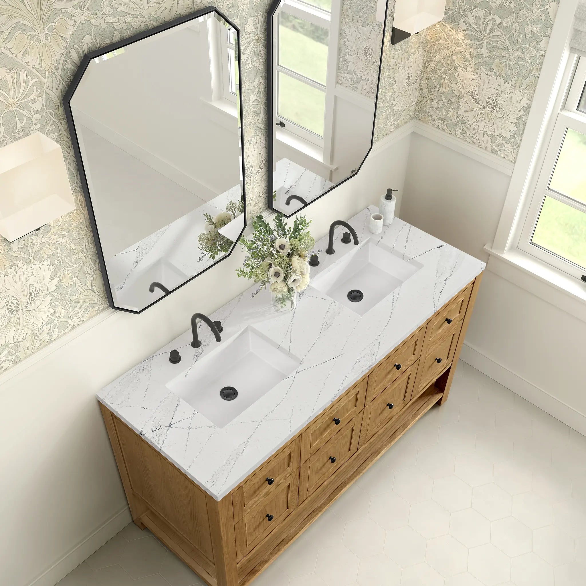60 Breckenridge Double Vanity In Light Natural Oak Standard Ethereal Noctis 8 Widespread 7