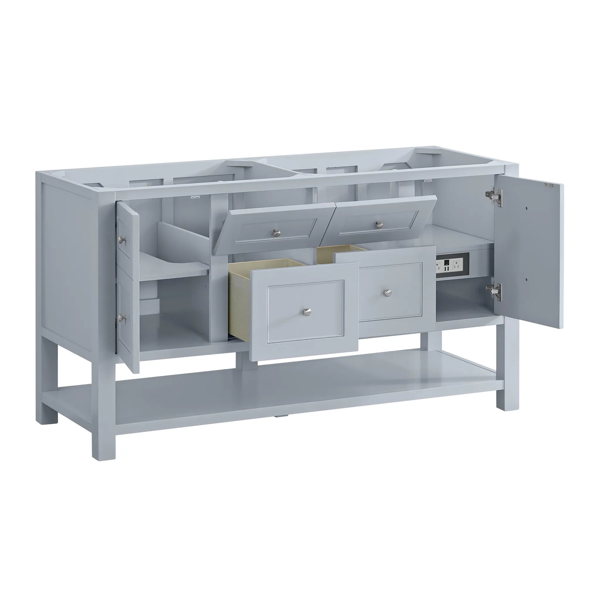60" Breckenridge Double Vanity in Serenity Blue-Carrara White Marble-8" Widespread image 7