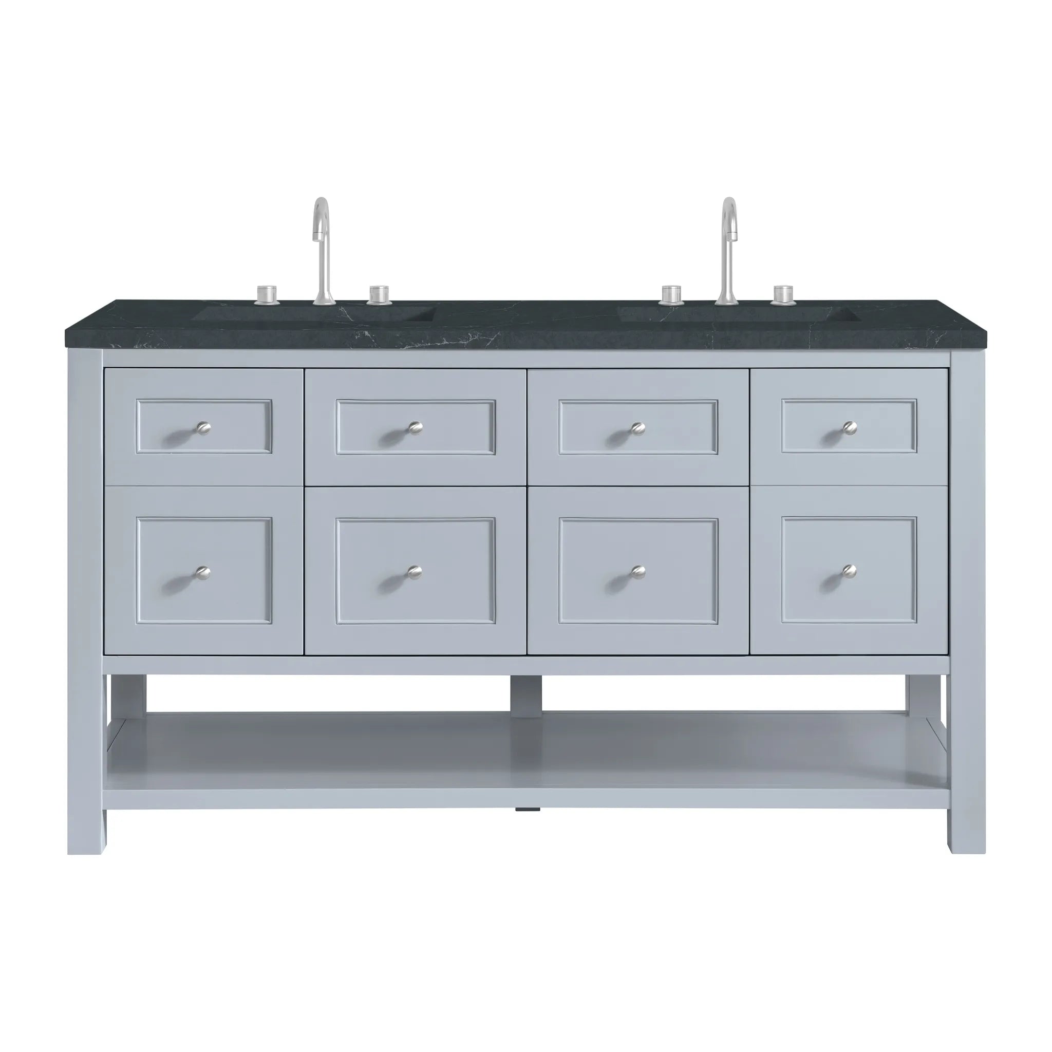 60" Breckenridge Double Vanity in Serenity Blue-Charcoal Soapstone Silestone-8" Widespread image