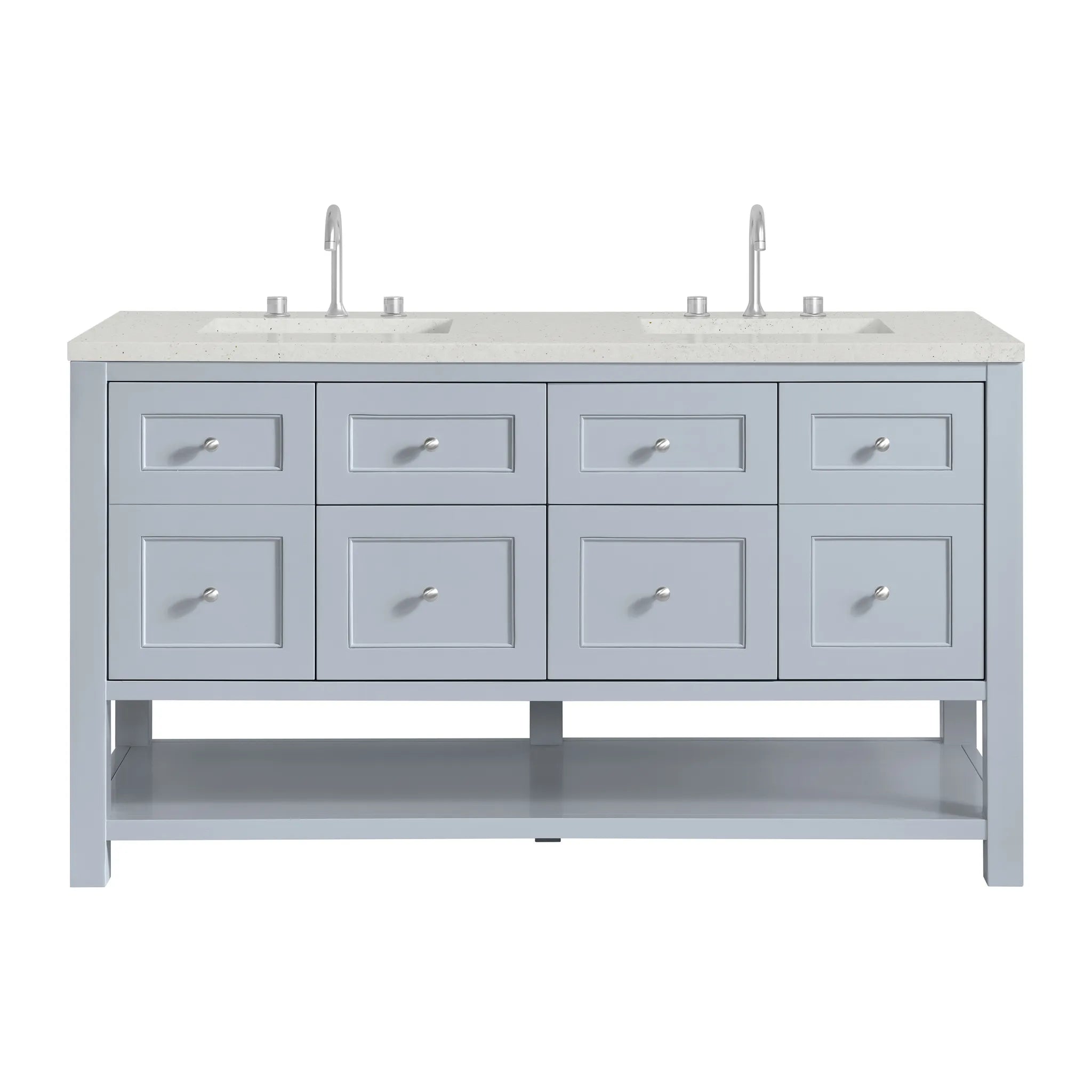 60" Breckenridge Double Vanity in Serenity Blue-Lime Delight Silestone-8" Widespread image