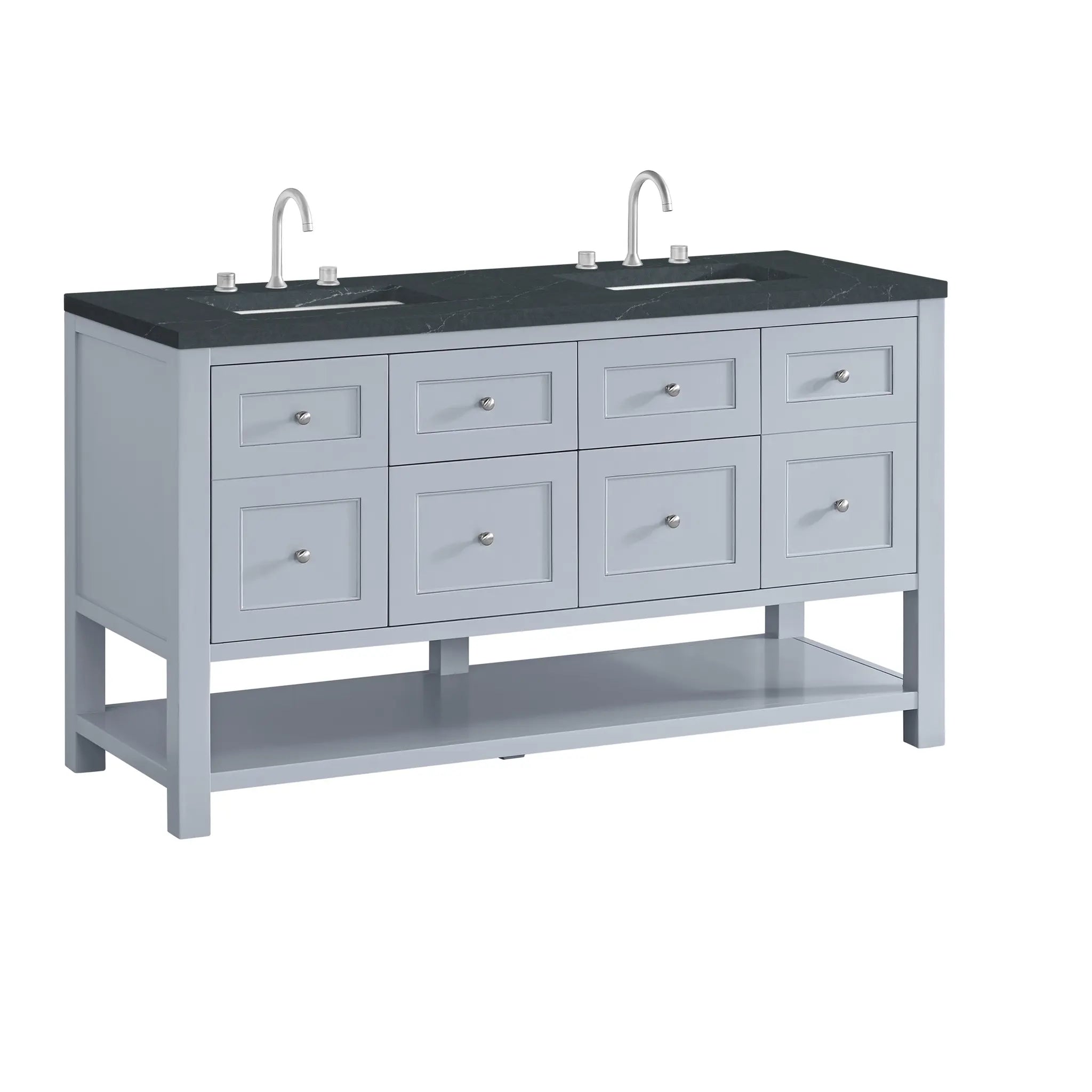 60 Breckenridge Double Vanity In Serenity Blue Standard Charcoal Soapstone Silestone 8 Widespread 10