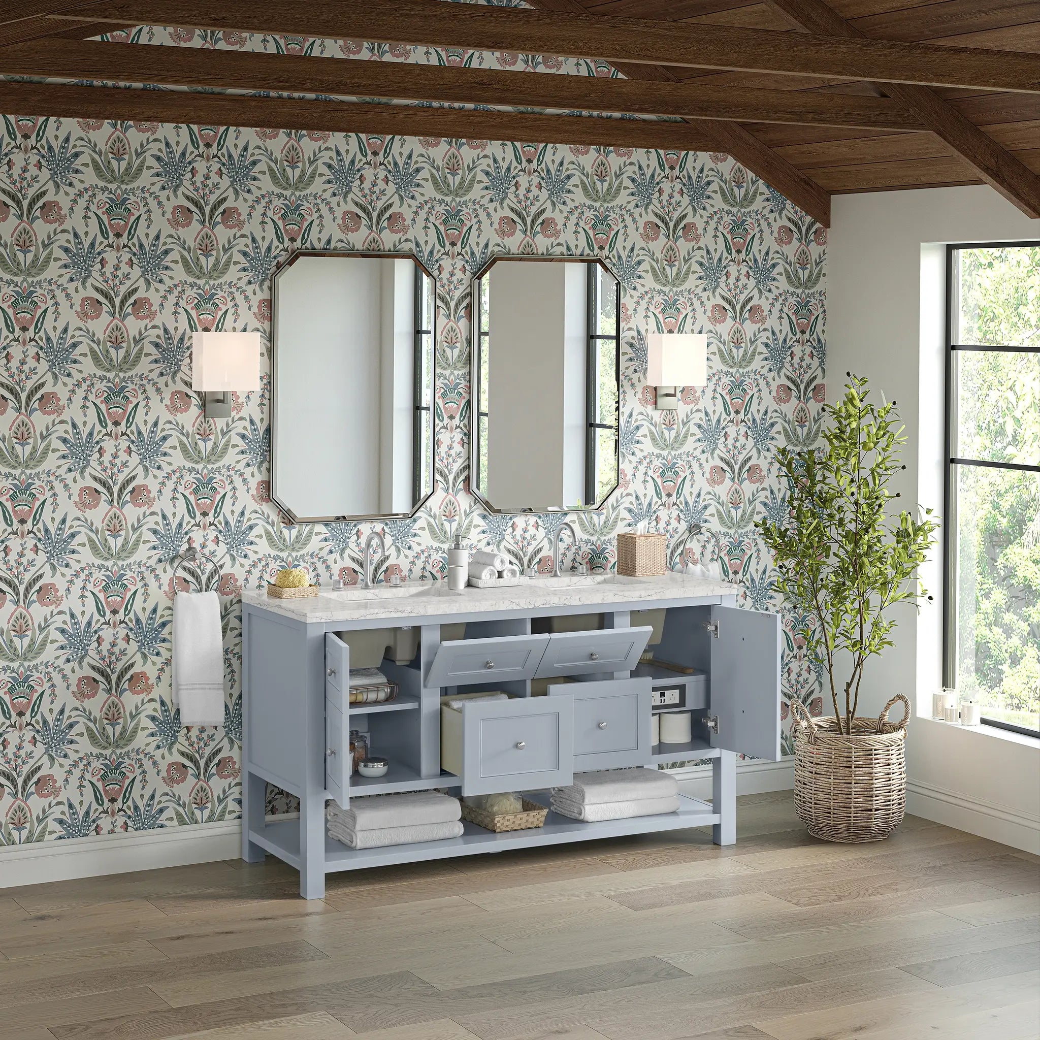 60 Breckenridge Double Vanity In Serenity Blue Standard Eternal Jasmine Pearl Silestone 8 Widespread 5