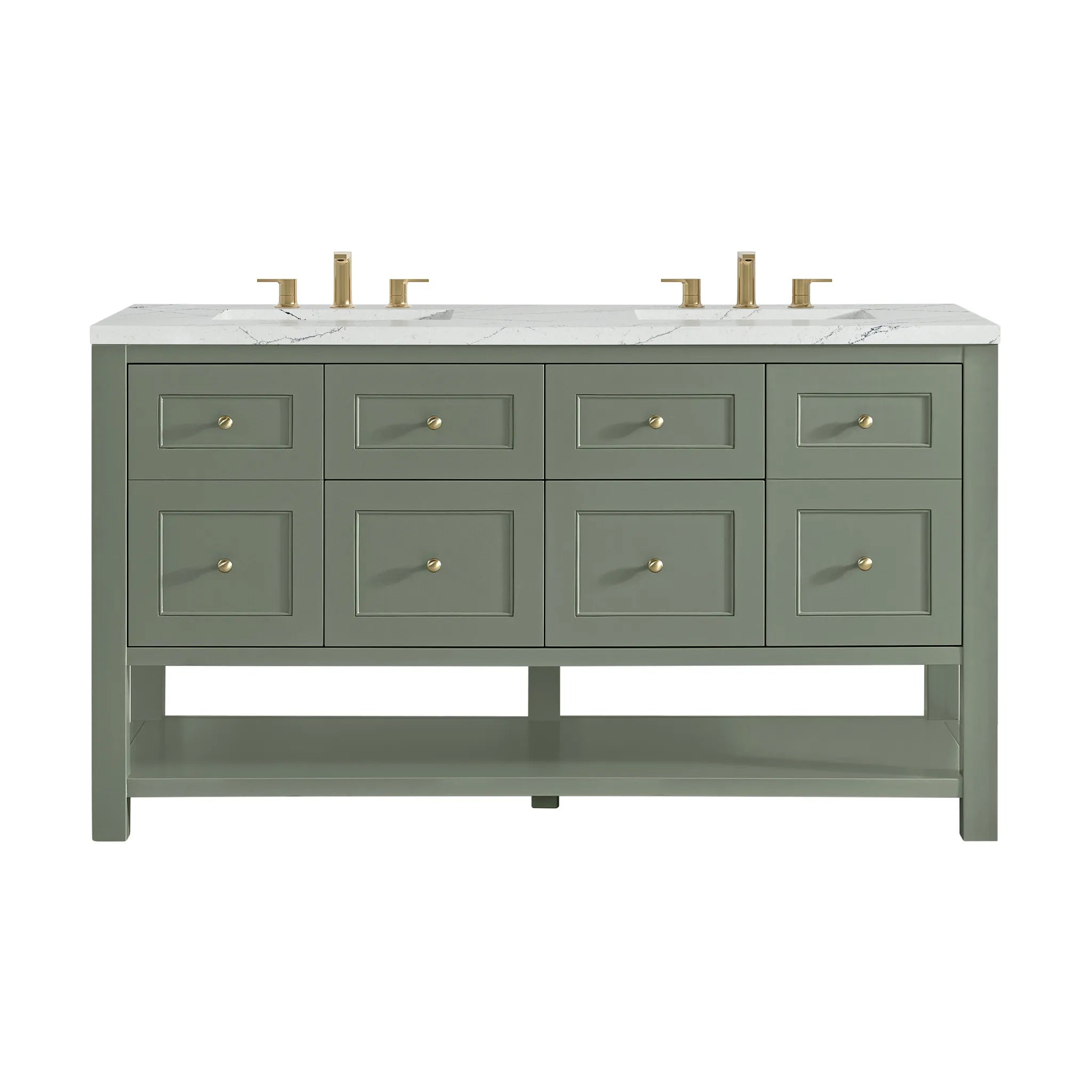 60" Breckenridge Double Vanity in Smokey Celadon-Ethereal Noctis Silestone-8" Widespread image