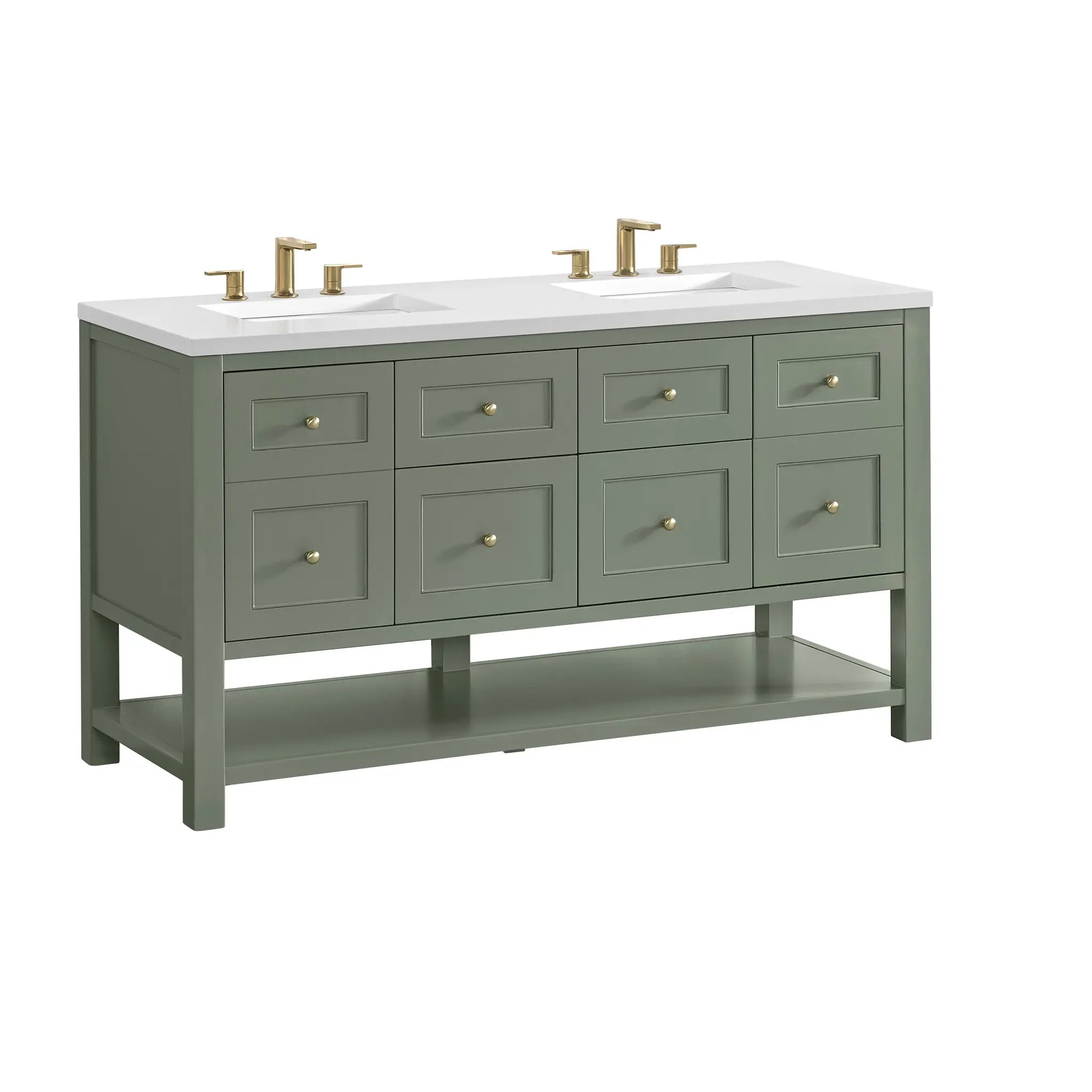 60 Breckenridge Double Vanity In Smokey Celadon Standard Cabinet Only No Top 5