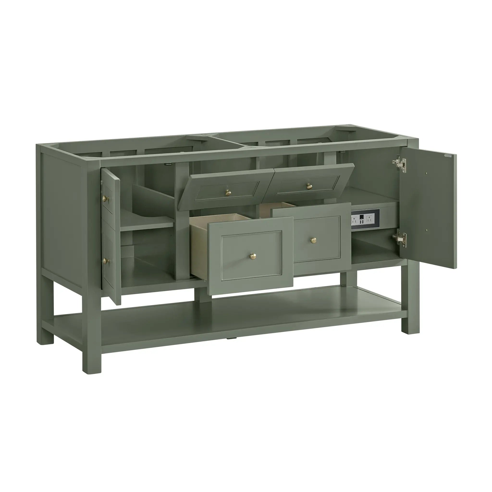 60 Breckenridge Double Vanity In Smokey Celadon Standard Carrara White Marble 8 Widespread 8