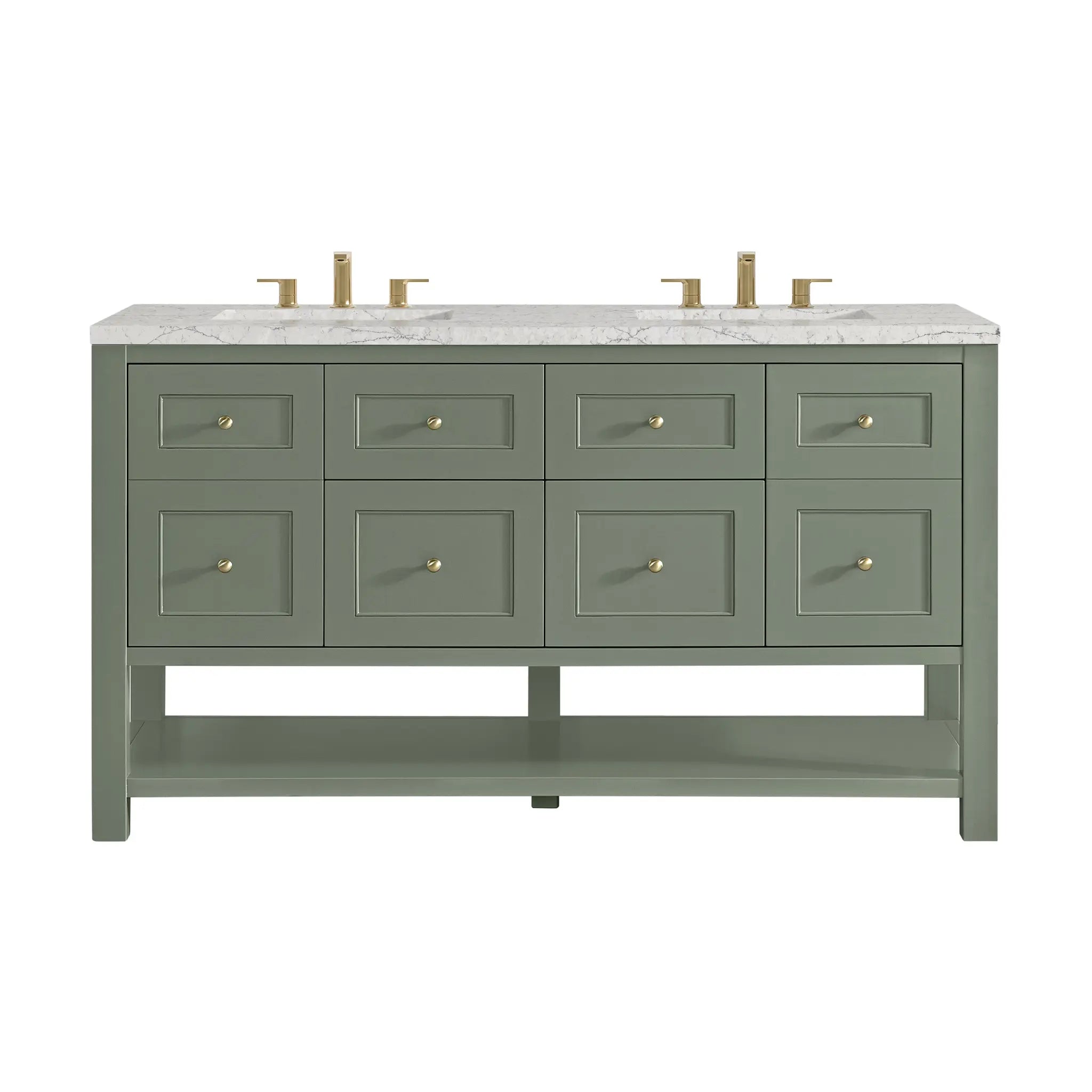 60 Breckenridge Double Vanity In Smokey Celadon Standard Eternal Jasmine Pearl Silestone 8 Widespread 1