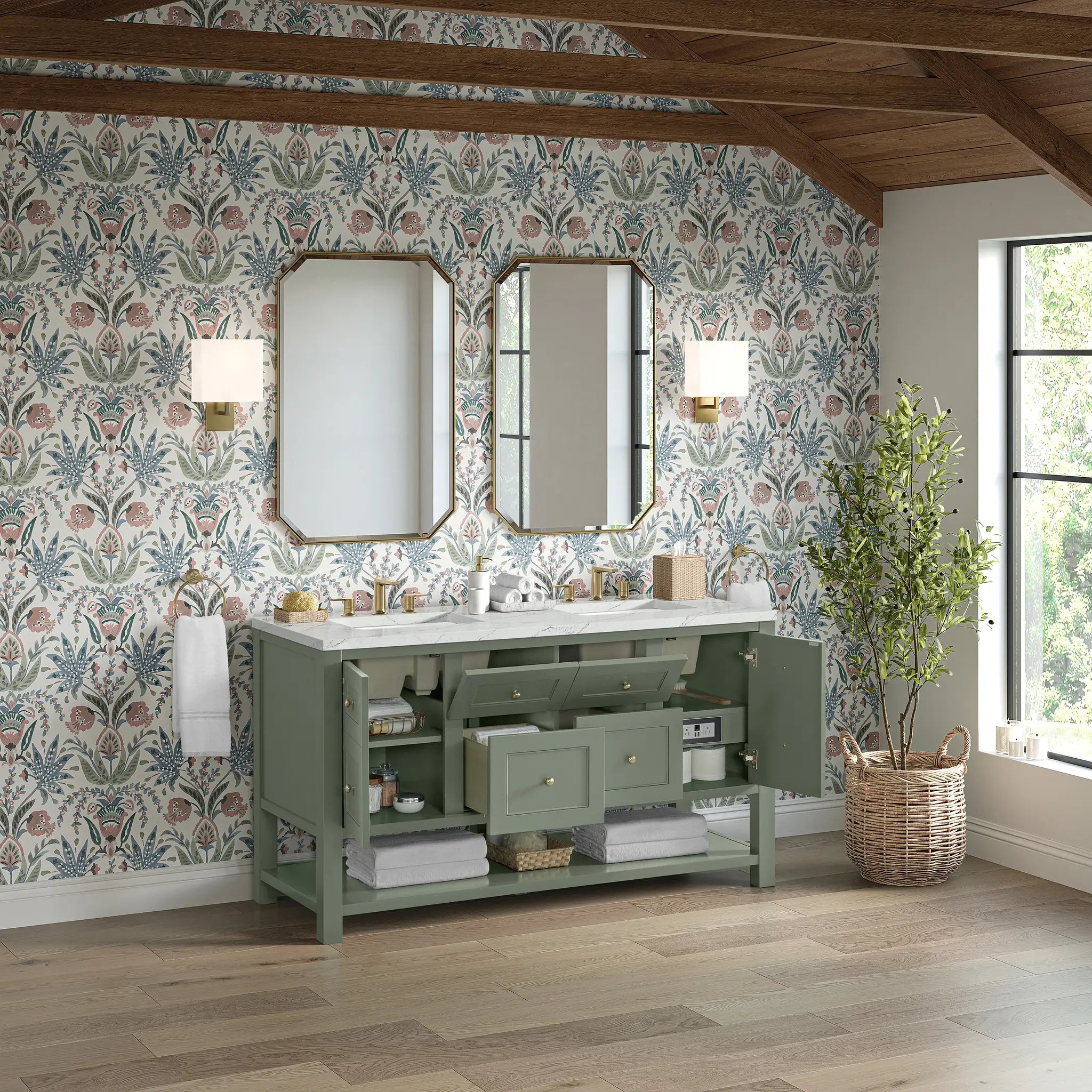 60 Breckenridge Double Vanity In Smokey Celadon Standard Ethereal Noctis 8 Widespread 5