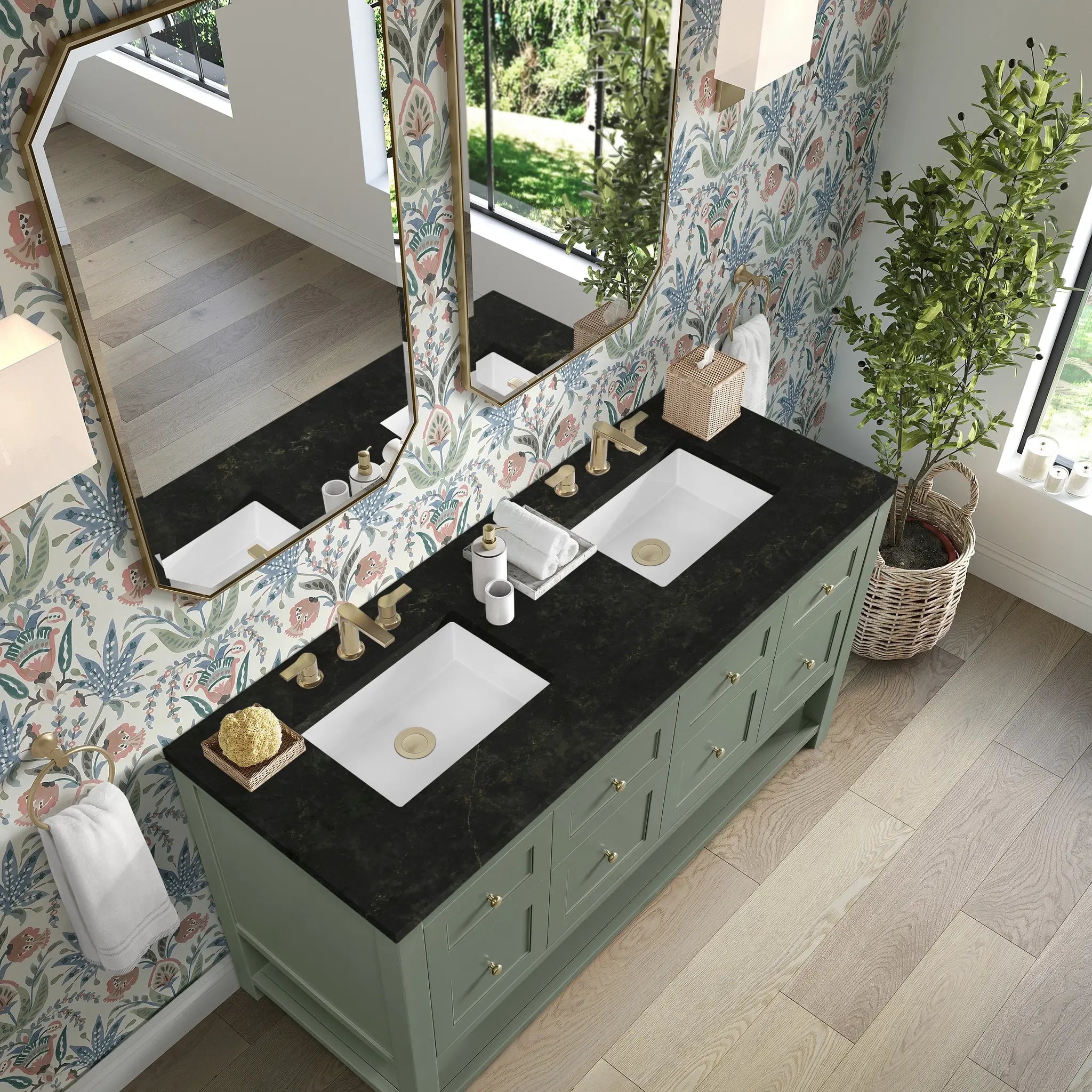 60 Breckenridge Double Vanity In Smokey Celadon Standard Phantome Eclos 8 Widespread 7