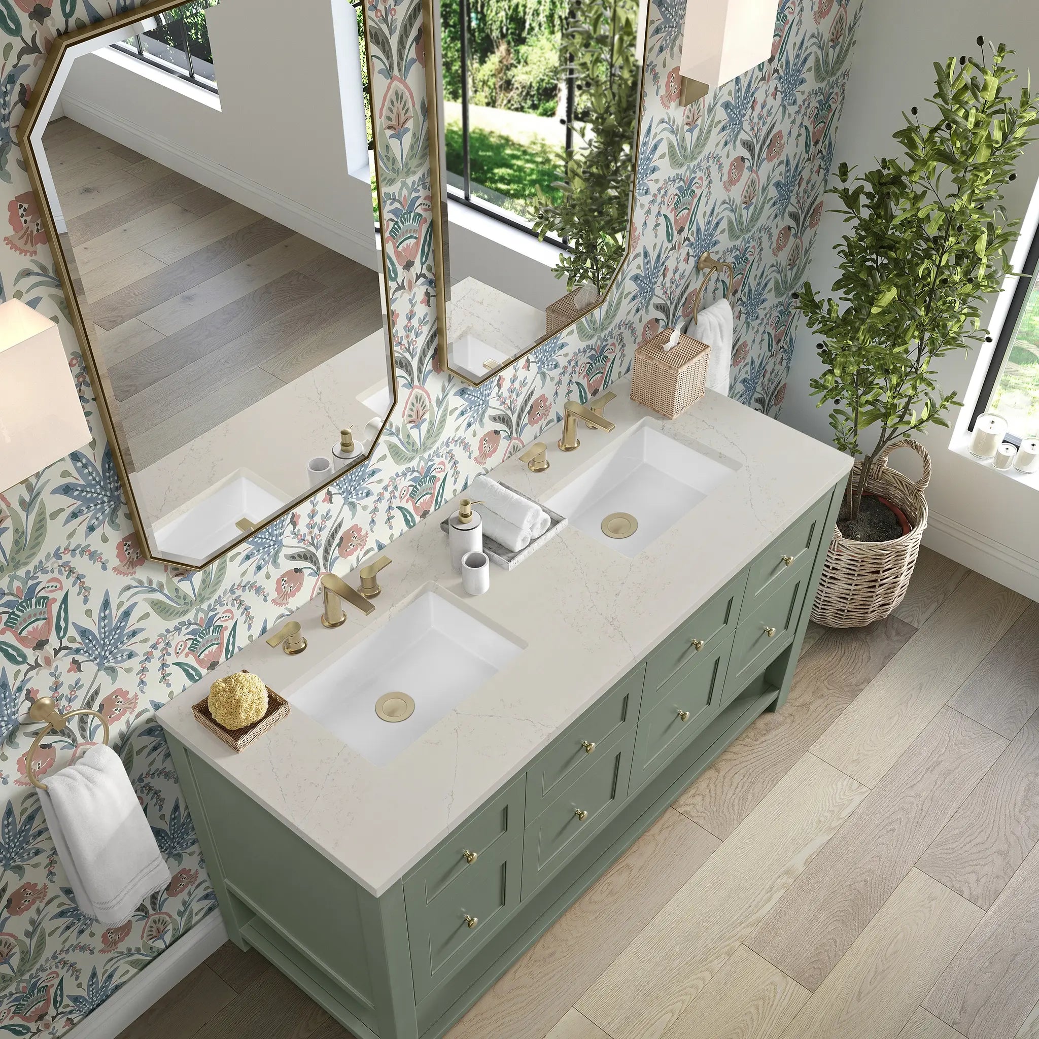 60 Breckenridge Double Vanity In Smokey Celadon Standard Siberian Silestone 8 Widespread 7