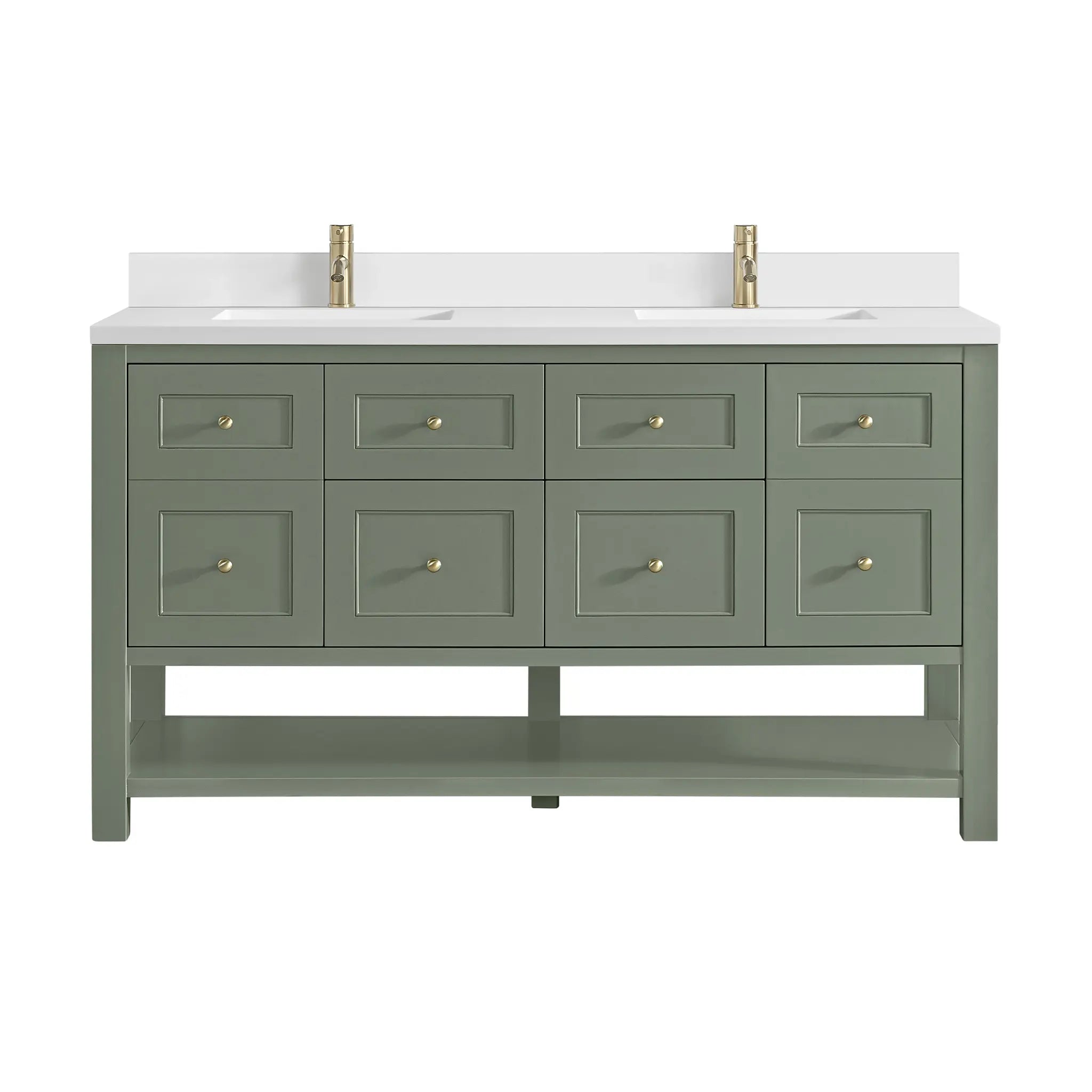 60 Breckenridge Double Vanity In Smokey Celadon Standard White Zeus Silestone Backsplash Single Hole 1