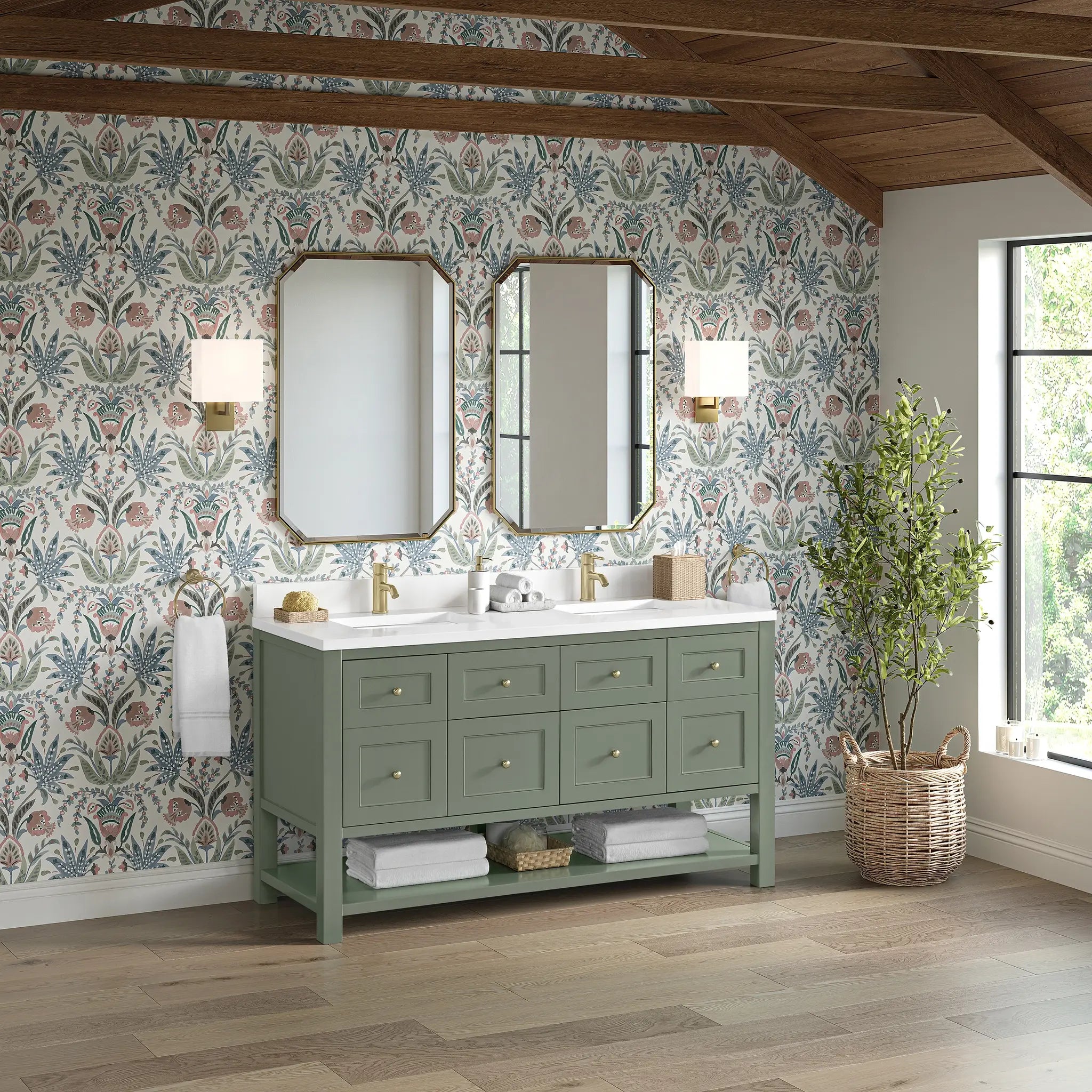 60 Breckenridge Double Vanity In Smokey Celadon Standard White Zeus Silestone Backsplash Single Hole 5