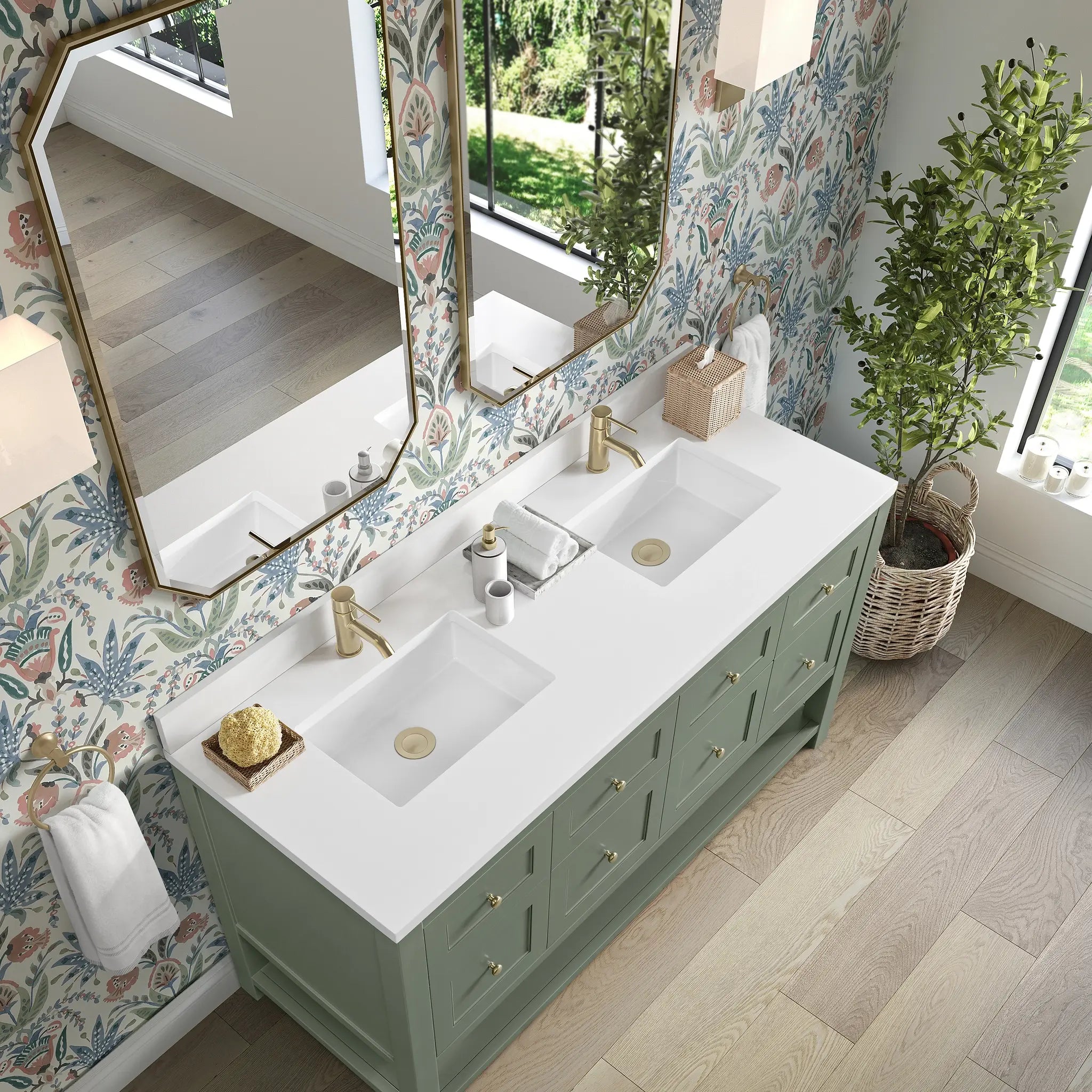 60 Breckenridge Double Vanity In Smokey Celadon Standard White Zeus Silestone Backsplash Single Hole 7