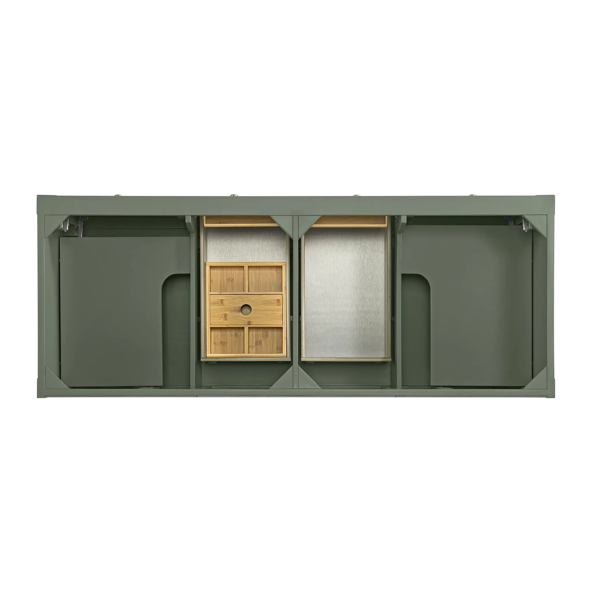 60" Breckenridge Double Vanity in Smokey Celadon-Victorian Silver Silestone-8" Widespread image 3