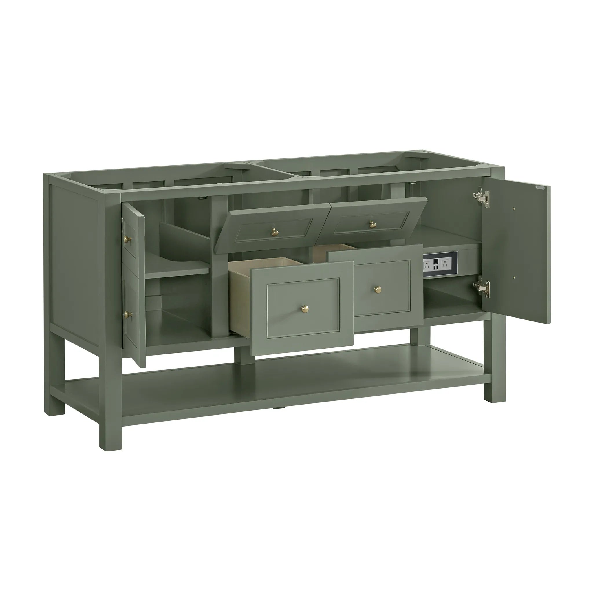 60" Breckenridge Double Vanity in Smokey Celadon-White Zeus Silestone-8" Widespread image 6